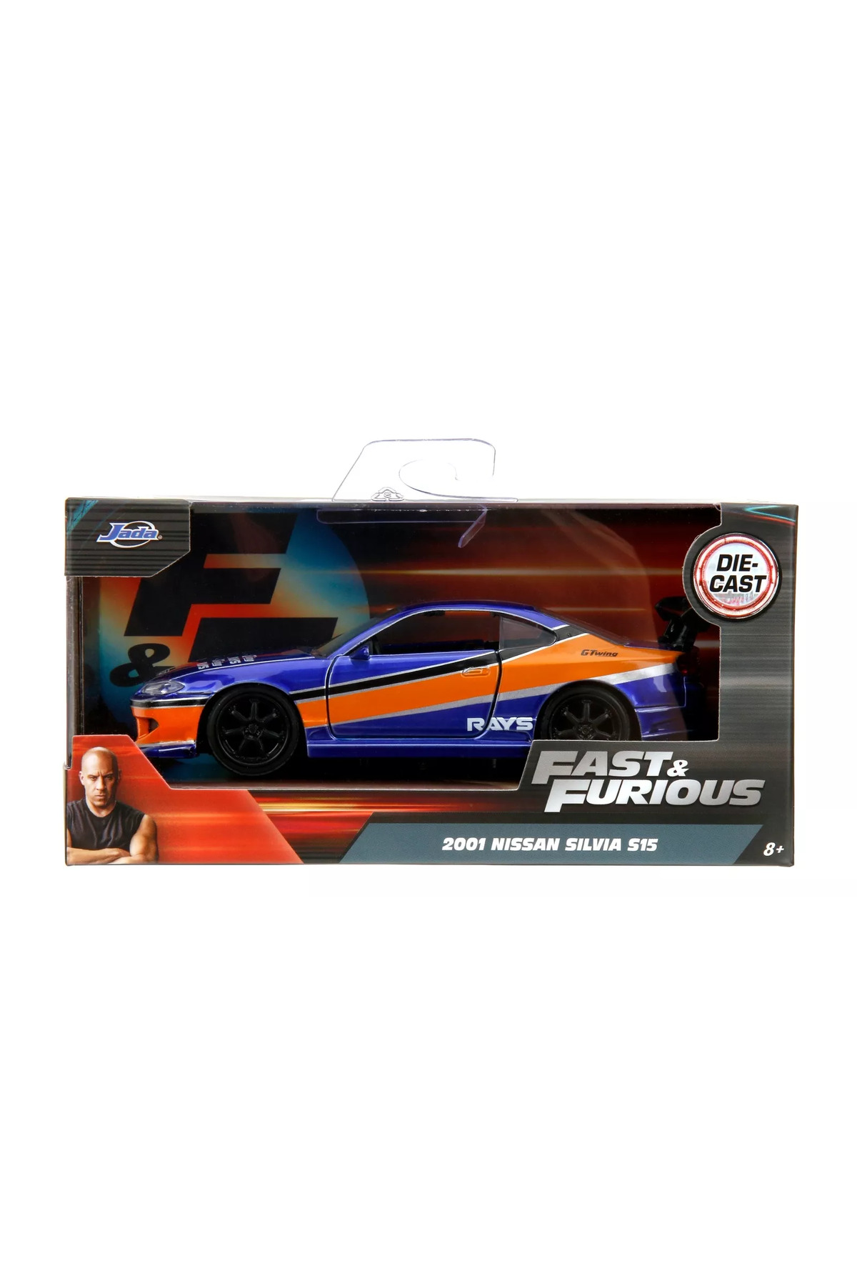 ماشین اسباب بازی JADA FAST AND FURIOUS DIECAST MODEL 12CM 2001 NISSAN SILVIA S15 هات ویلز اورجینال HOT WHEELS