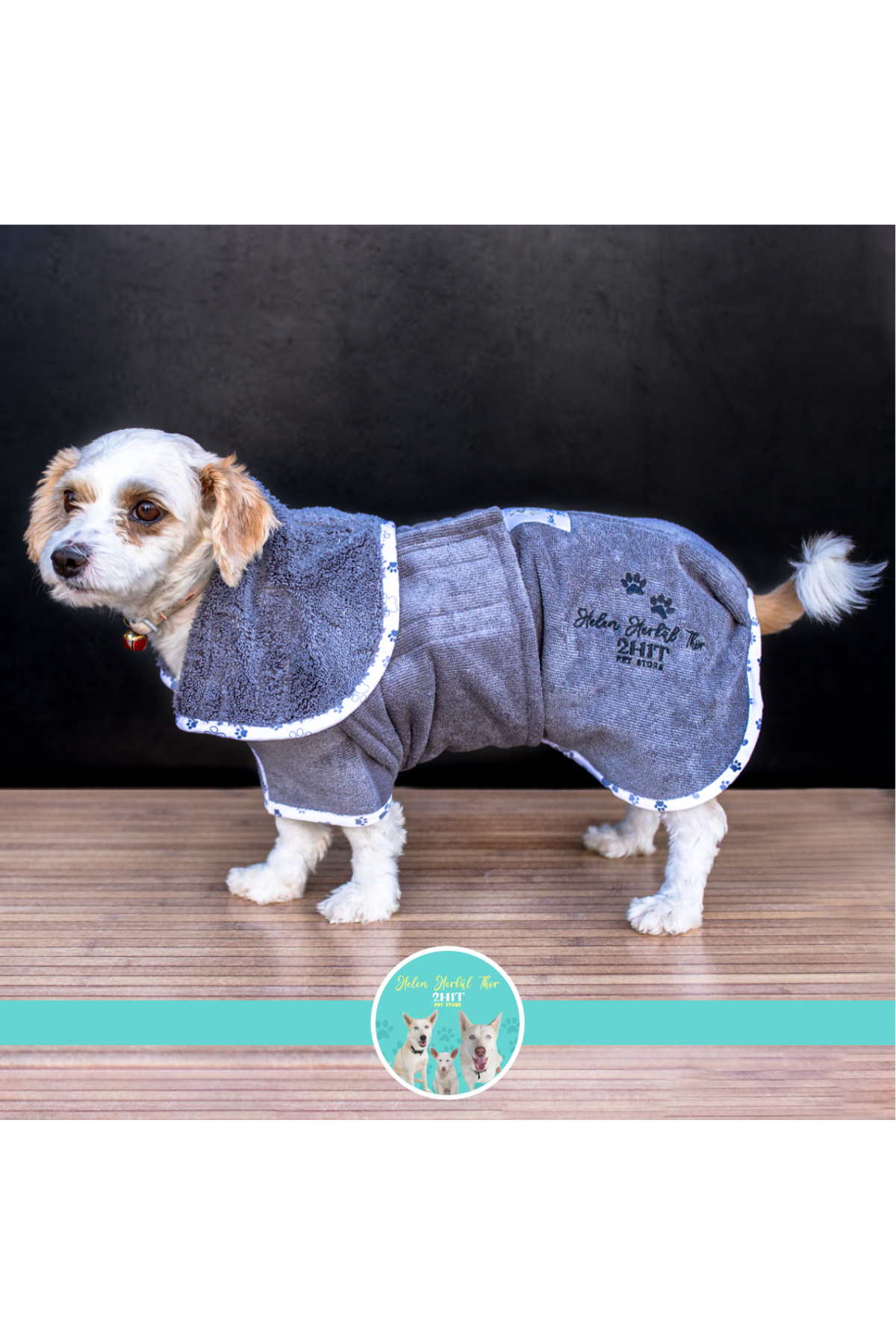 حوله‌تن‌پوش خشک‌کن سگ، طوسی، دو اچ وان تی پت استور 2H1T PET STORE