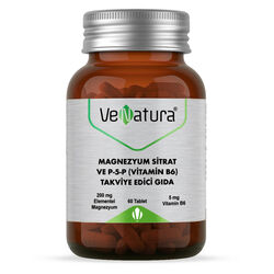 قرص منیزیم سیترات و ویتامین B6 به شکل P-5-P ونچورا VeNatura بسته ۶۰ عددی