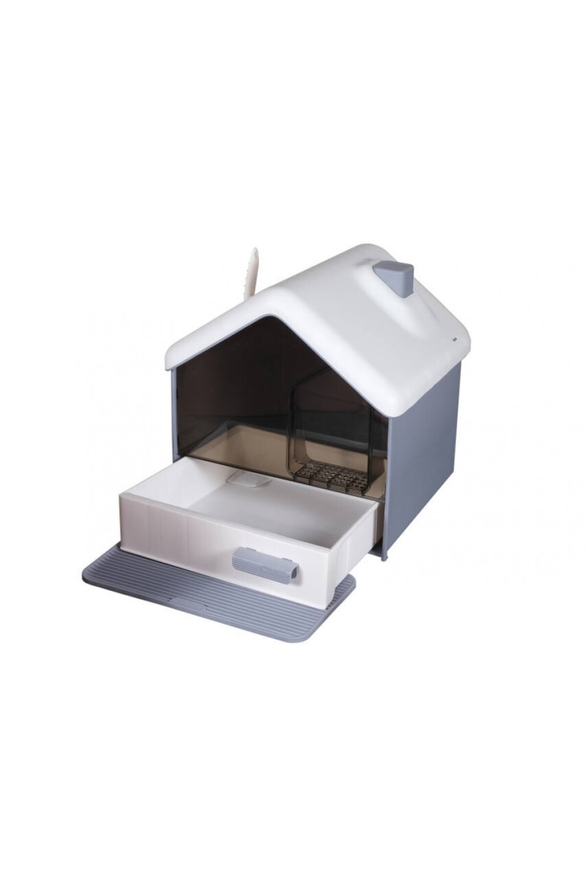 توالت گربه دربسته پتس هوم PETS HOME مدل MSP-112، خاکستری، همراه کشو، زیرانداز و بیلچه، ۴۸×۴۶×۵۱ سانتی‌متر