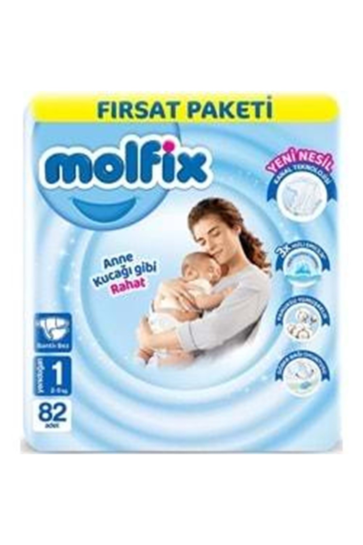پوشک بچه FIRSAT NO:1 82 بسته NEWBORN اورجینال Molfix