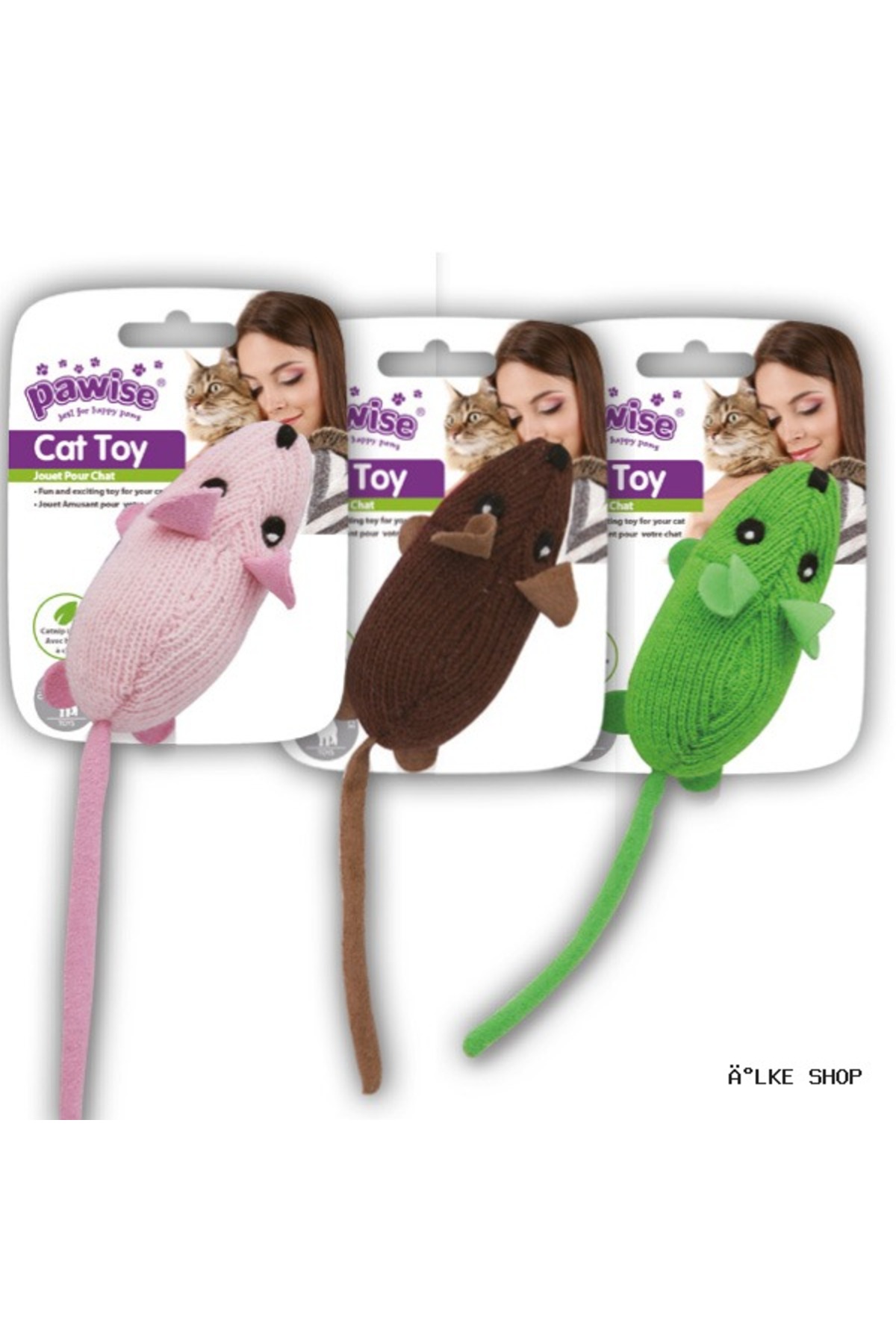اسباب‌بازی موش گربه پاوایز Pawise ILKESTOR (12631)، ۲۰×۴٫۵ سانتی‌متر چندرنگ