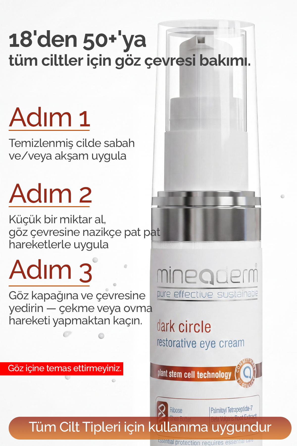 کرم دور چشم ترمیم کننده برای کاهش تیرگی و پف زیر چشم 20 میلی لیتر mineaderm