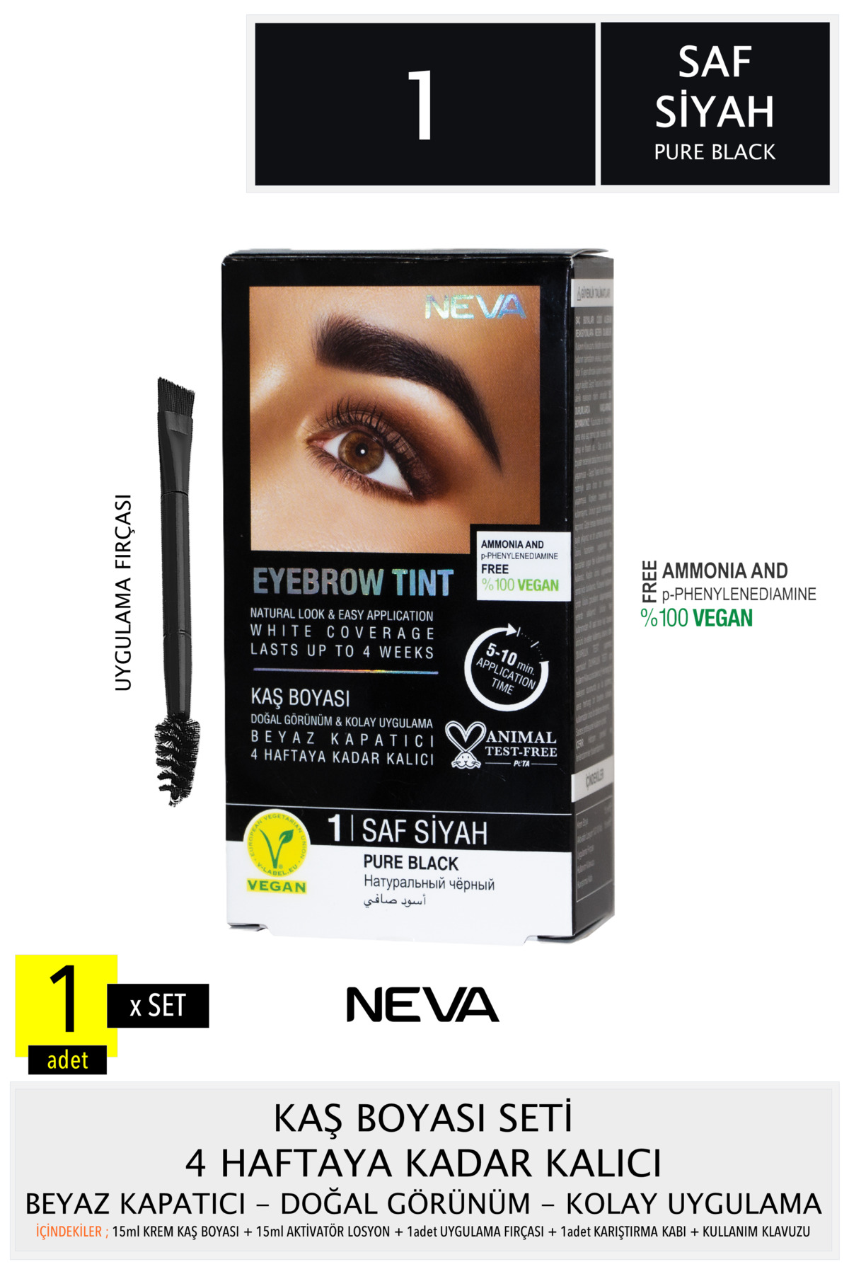 رنگ ابرو 15 میل وگان 1 مشکی خالص Neva