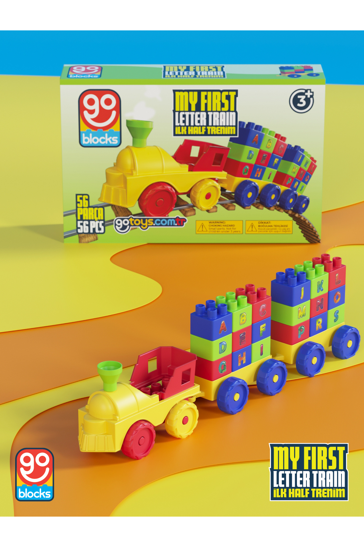 لگو و اسباب بازی های ساخت محور GO BLOCKS MY FIRST LETTER TRAIN 56 PIECE BUILDING BLOCK SET TOYS MEGA از ترکیه Go Toys