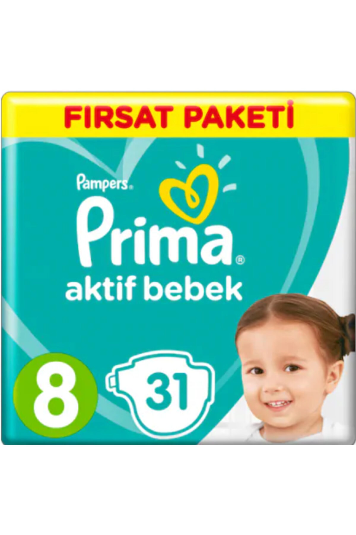 پوشک بچه اکتیو بیبی سایز 8 17+ کیلوگرم 31 عدد اورجینال Prima