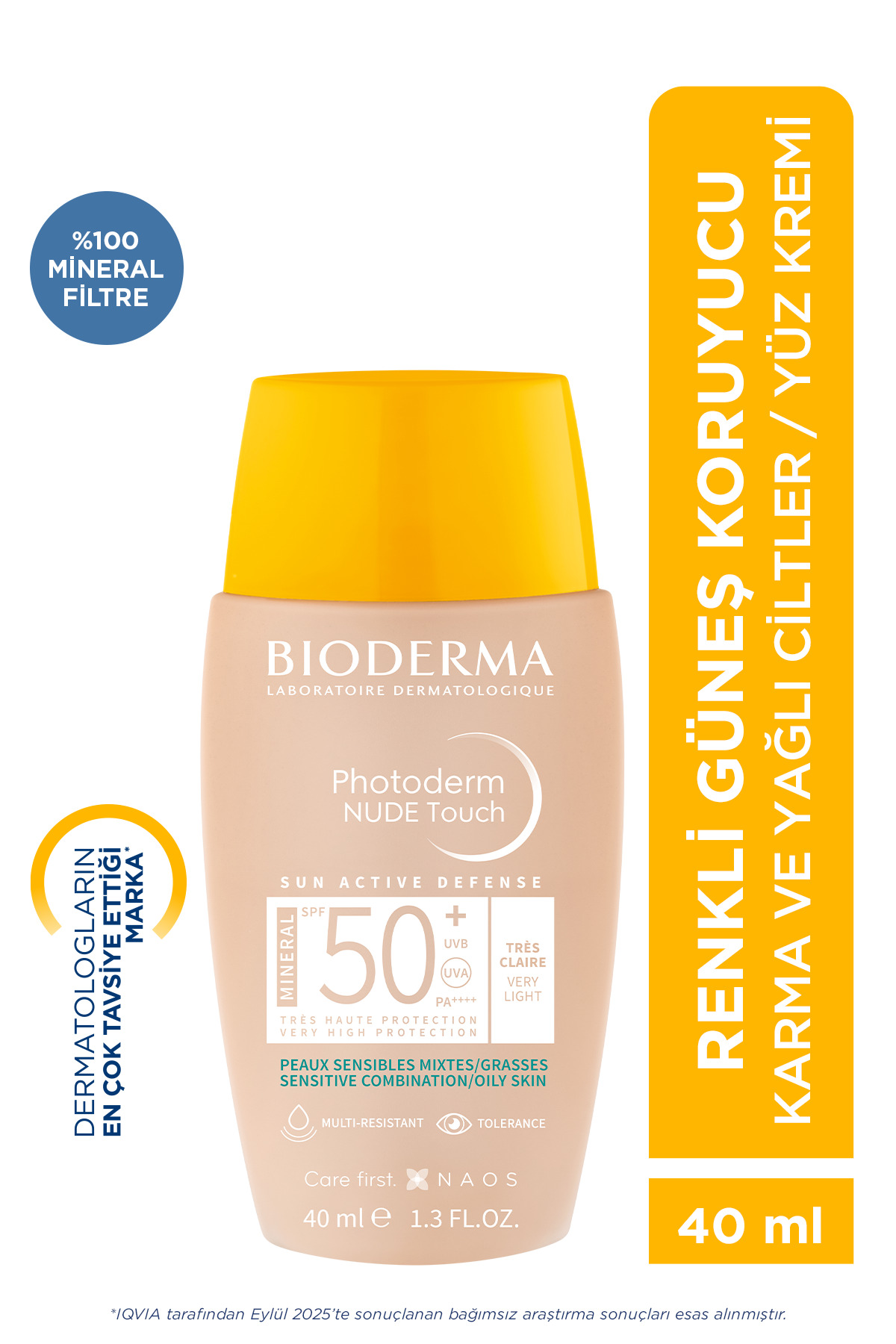 Bioderma ضدآفتاب نیود تاچ SPF50+ طبیعی 40 میلی لیتر