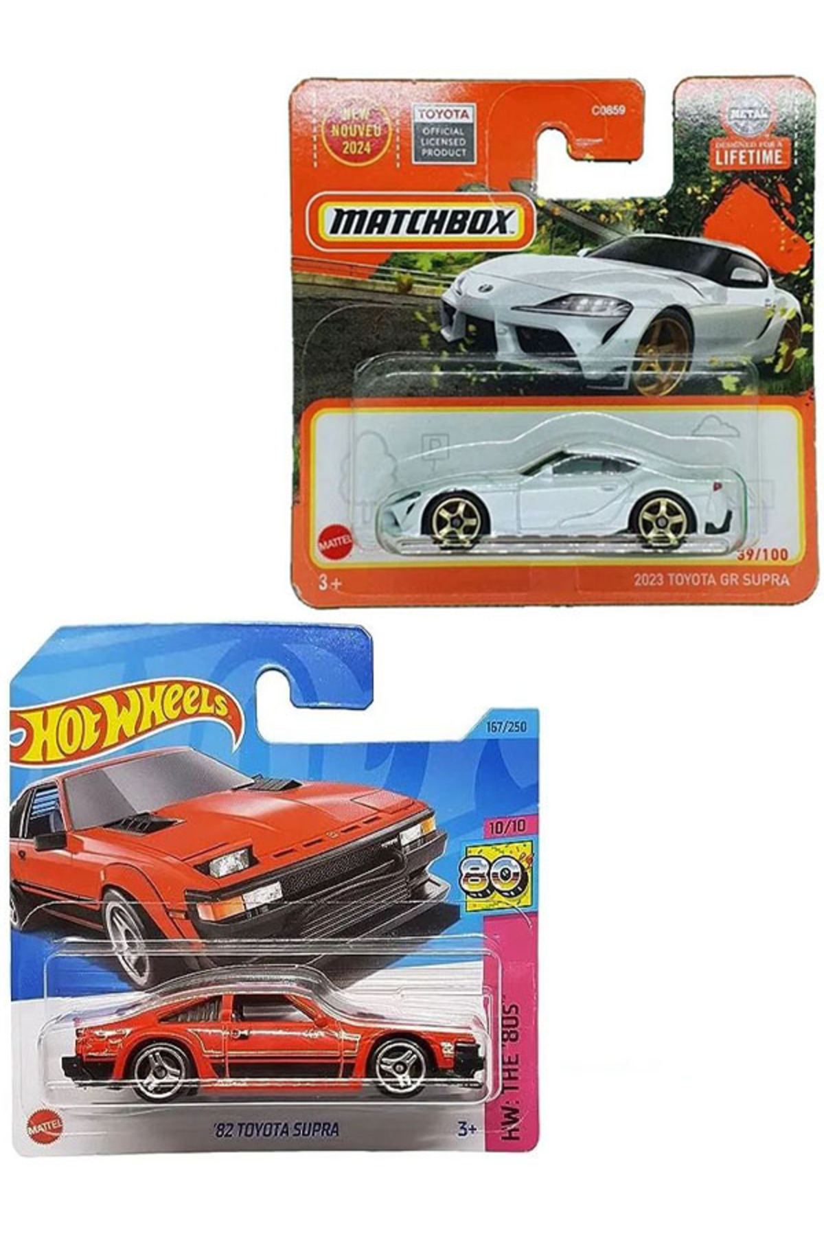 ماشین اسباب بازی 2 VEHICLE SET HOT WHEELS '82 TOYOTA SUPRA & MATCHBOX 2023 GR 1 64 از ترکیه HOT WHEELS