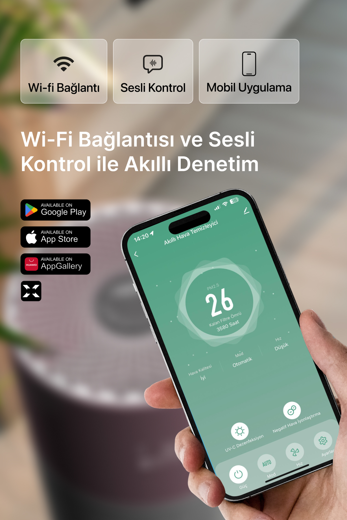 دستگاه تصفیه هوای زنون اسمارت Xenon Smart مدل X7420 با فیلتر H13 HEPA، UV و کنترل موبایلی، صورتی مناسب خانم‌ها و آقایان