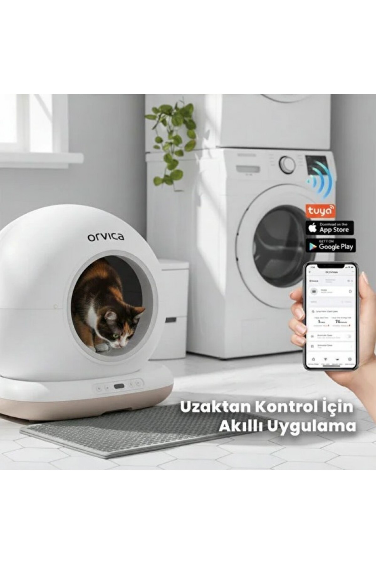 توالت هوشمند گربه ینیلیگ Yenilig با دوربین HD، پاک‌سازی خودکار و استریل‌سازی UV 1 Adet