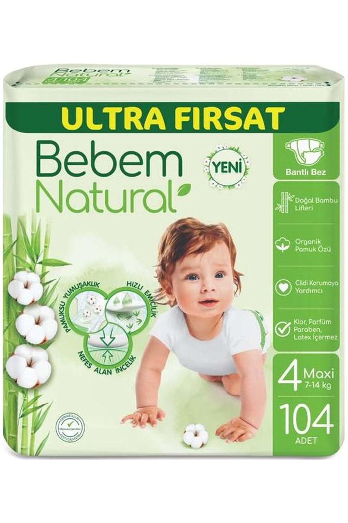 پوشک بچه ULTRA OPPORTUNITY PACKAGE MAXI 4 NO 104 PCS اورجینال Bebem Natural