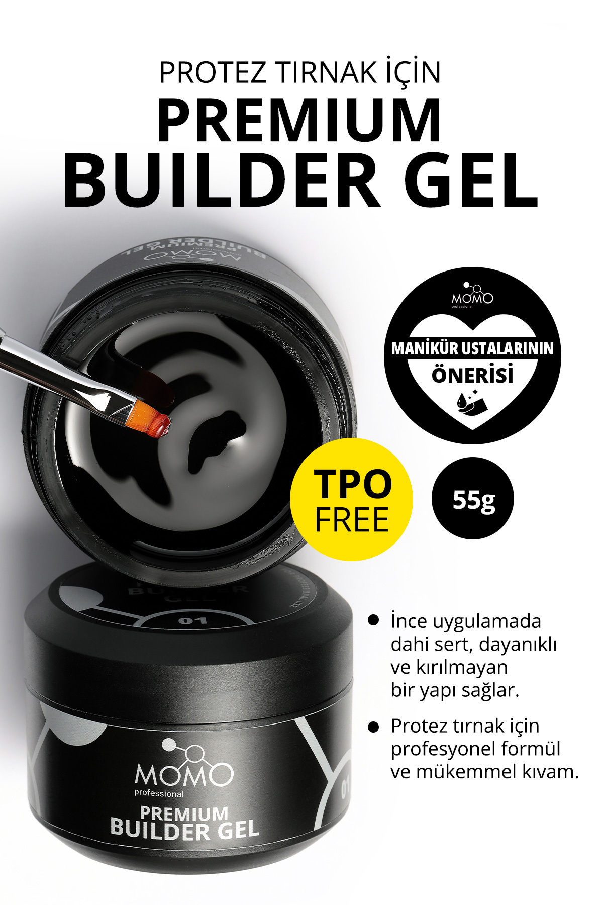 ژل سازنده حرفه‌ای ناخن ماندگار شفاف 55 گرمی مناسب برای همه MOMO professional