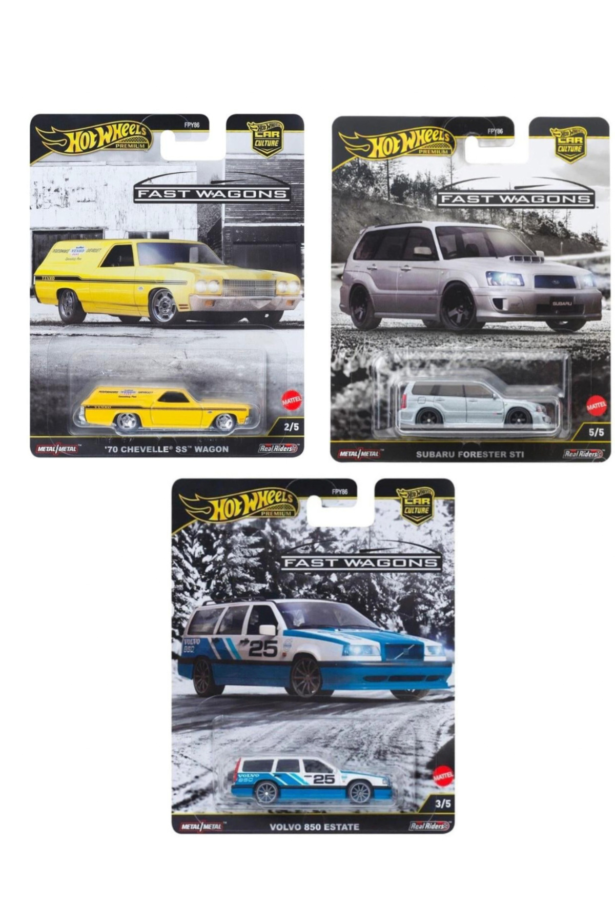 ماشین اسباب بازی مجموعه 3 تایی واگن های سریع پریمیوم از ترکیه HOT WHEELS