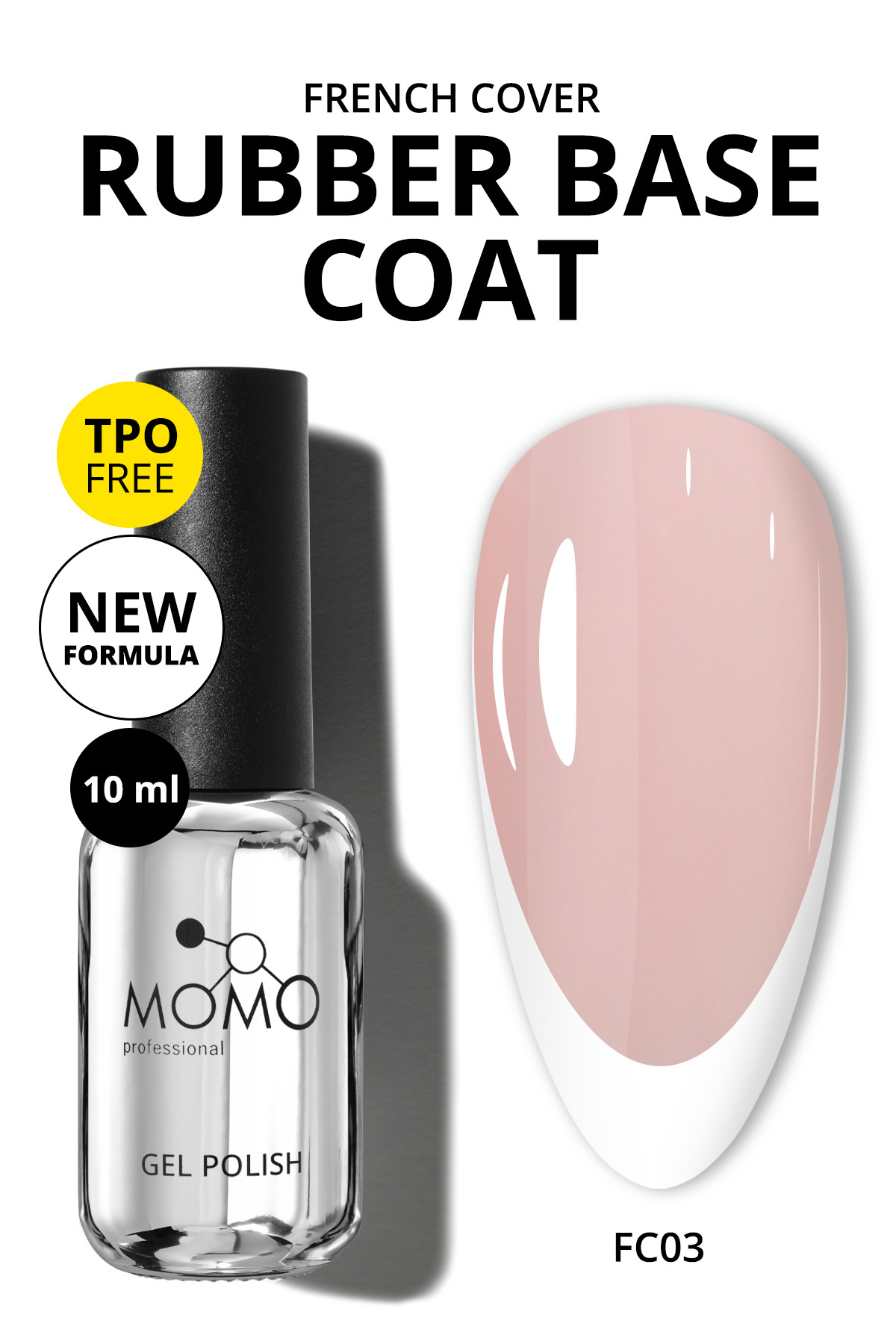 لاک پایه لاستیکی ماندگار رنگی 10 میلی لیتر مدل Fc03 MOMO professional