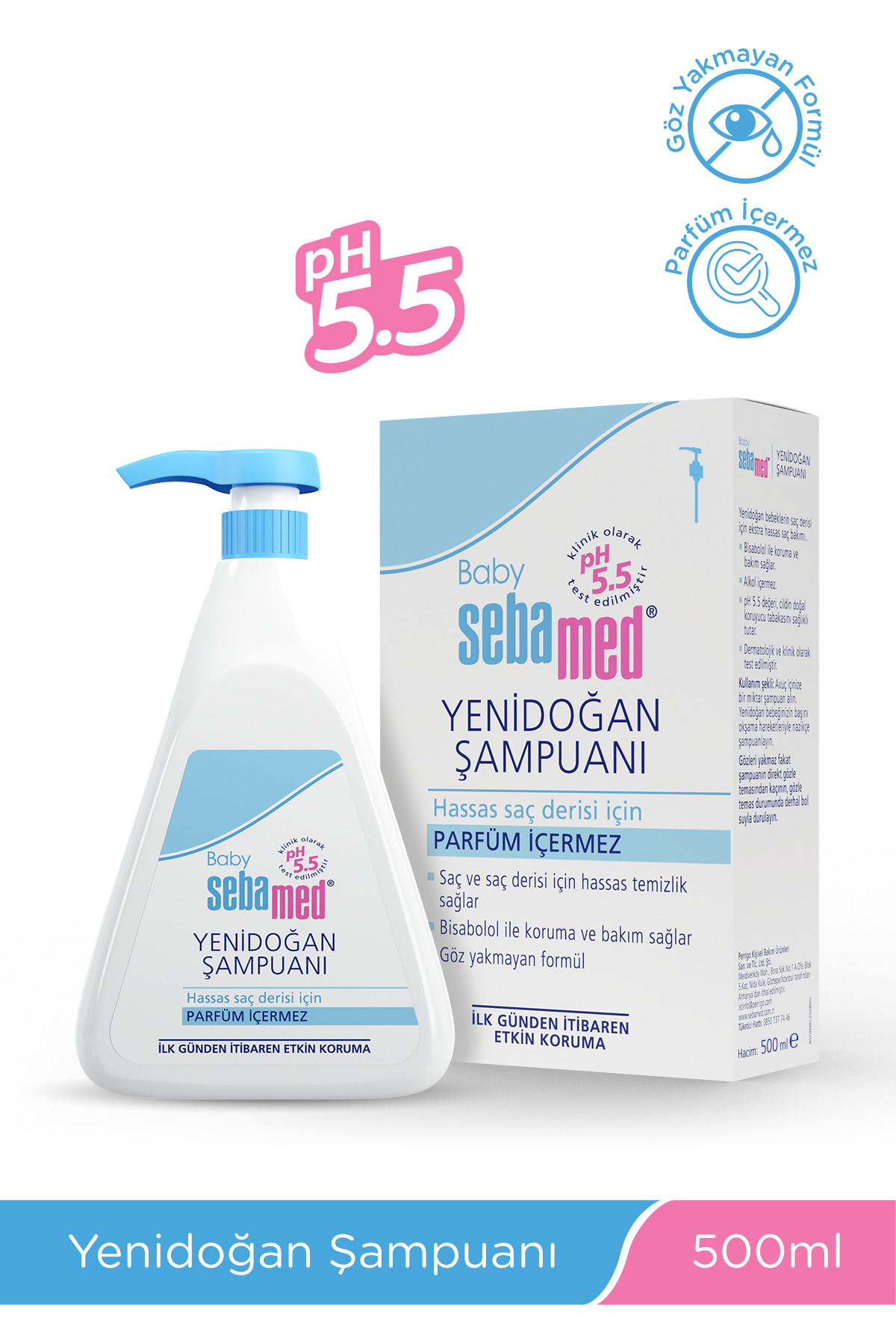 شامپو بچه پسرانه و دخترانه بچگانه کودک PH 5.5 BISABOLOL محافظت از محتوا نگهداری نوزاد 500 میل Sebamed