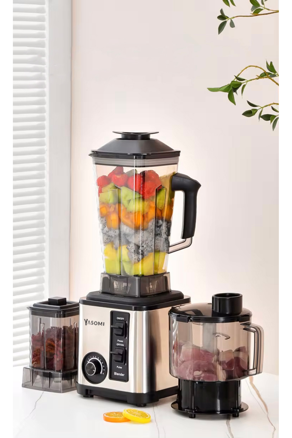 ست مخلوط کن با ظرفیت کاسه یخ شکن 5042 800W SUPER MIX 3LT اورجینال Yasomi
