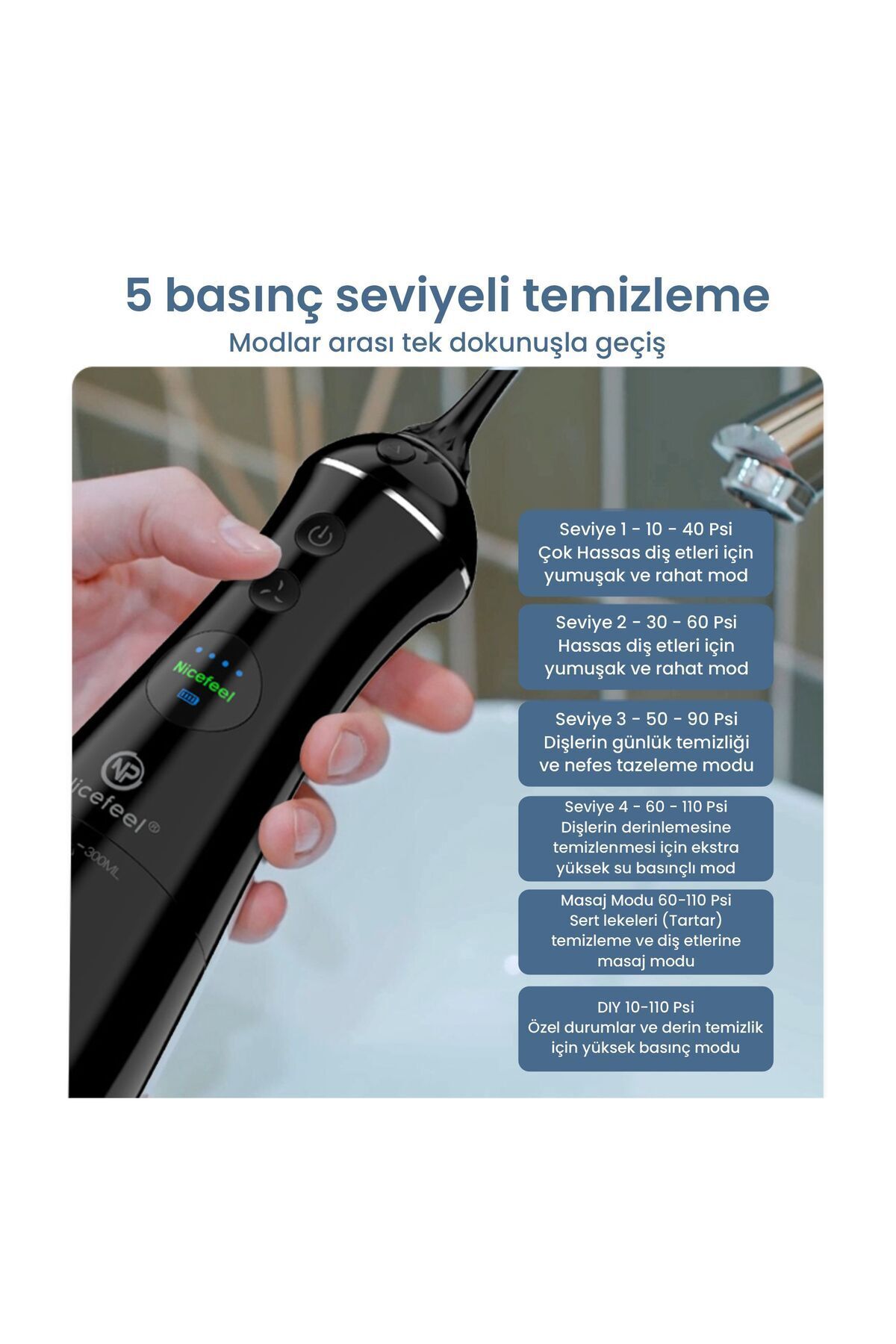 مسواک شارژی تمیز کردن کامل دهان NICEFEEL FC1596 قابل حمل شارژ ماساژ داده شده بریس پروتز CARE PROFESSIONAL اورجینال NPO
