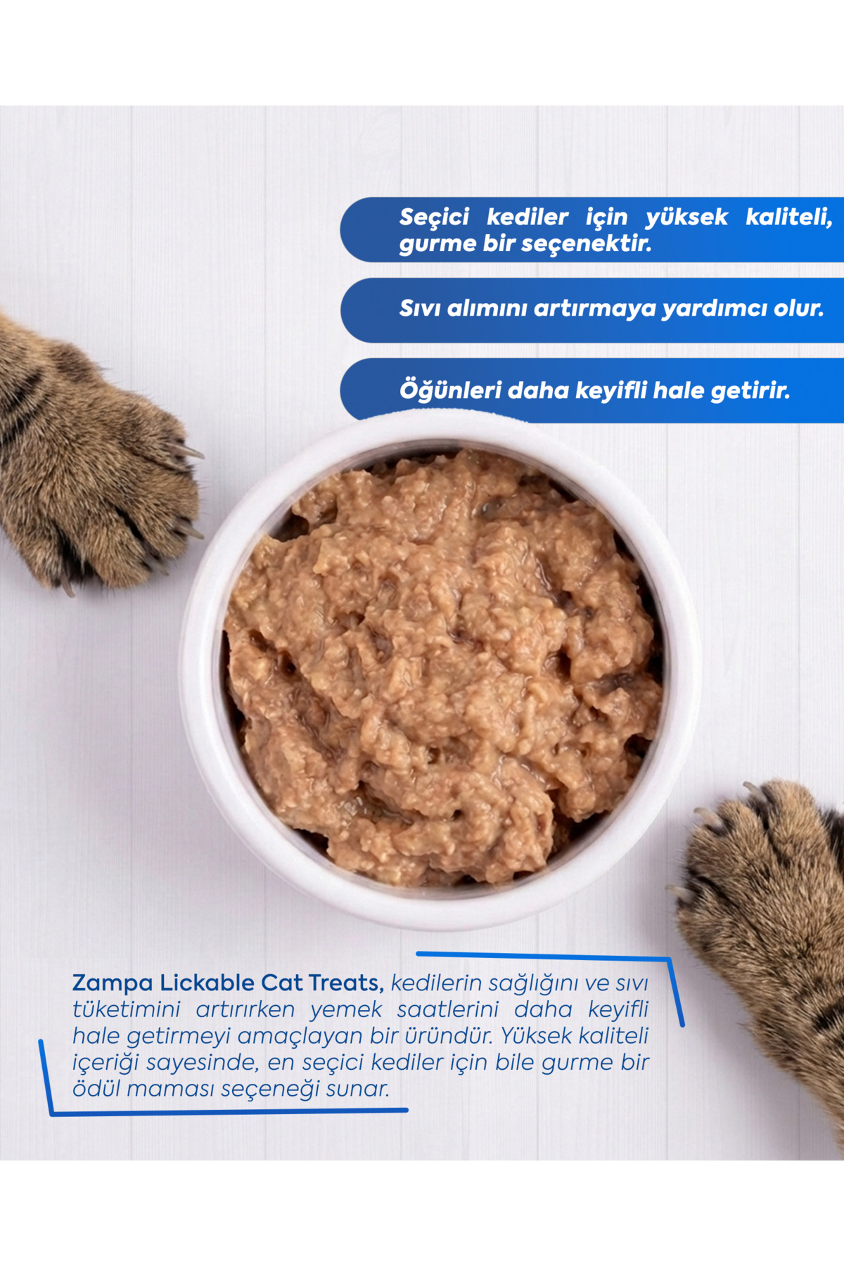 تشویقی کرمی گربه زامپا Zampa Creamy Delight، طعم تن و کریل، ۱۶ گرم × ۵