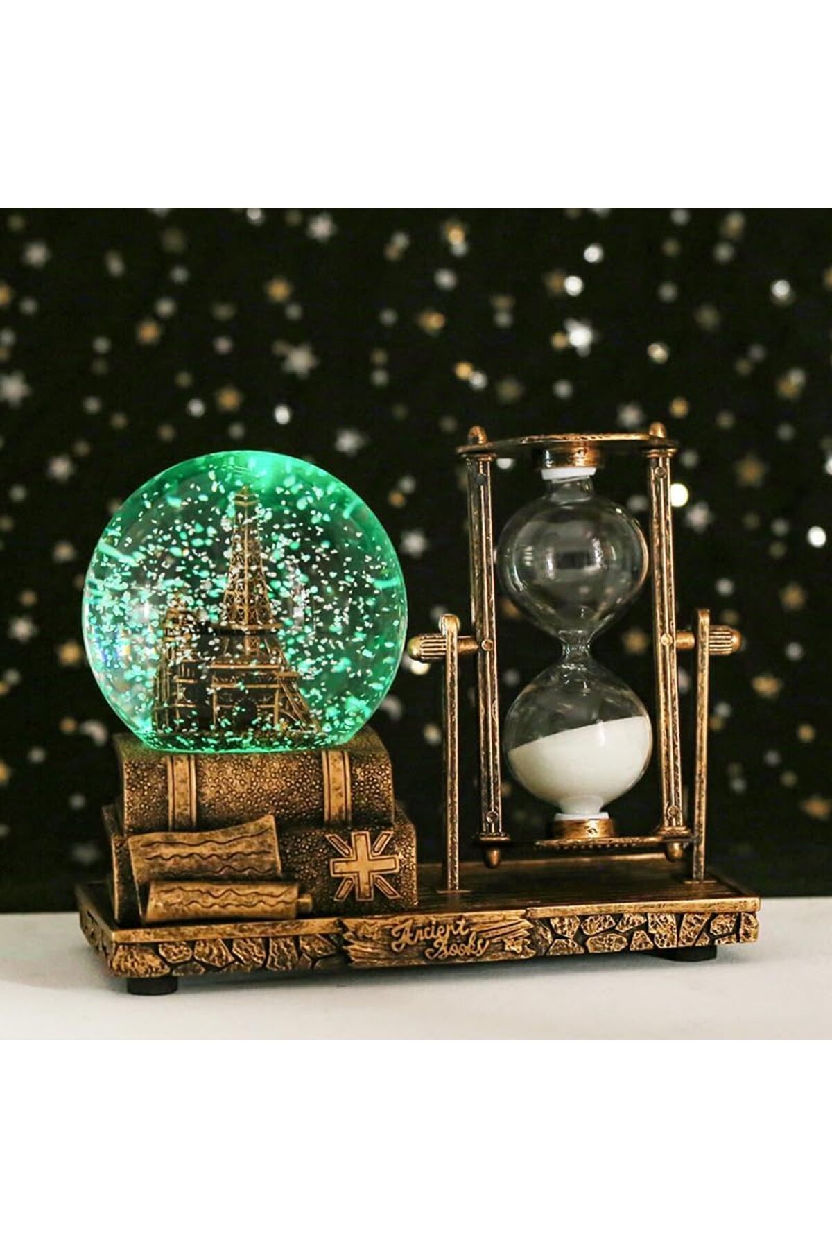 گوی برفی EIFFEL LIGHTED WATER SNOW GLOBE ساعت شنی هدیه مخلوط شده از ترکیه keyfim shop
