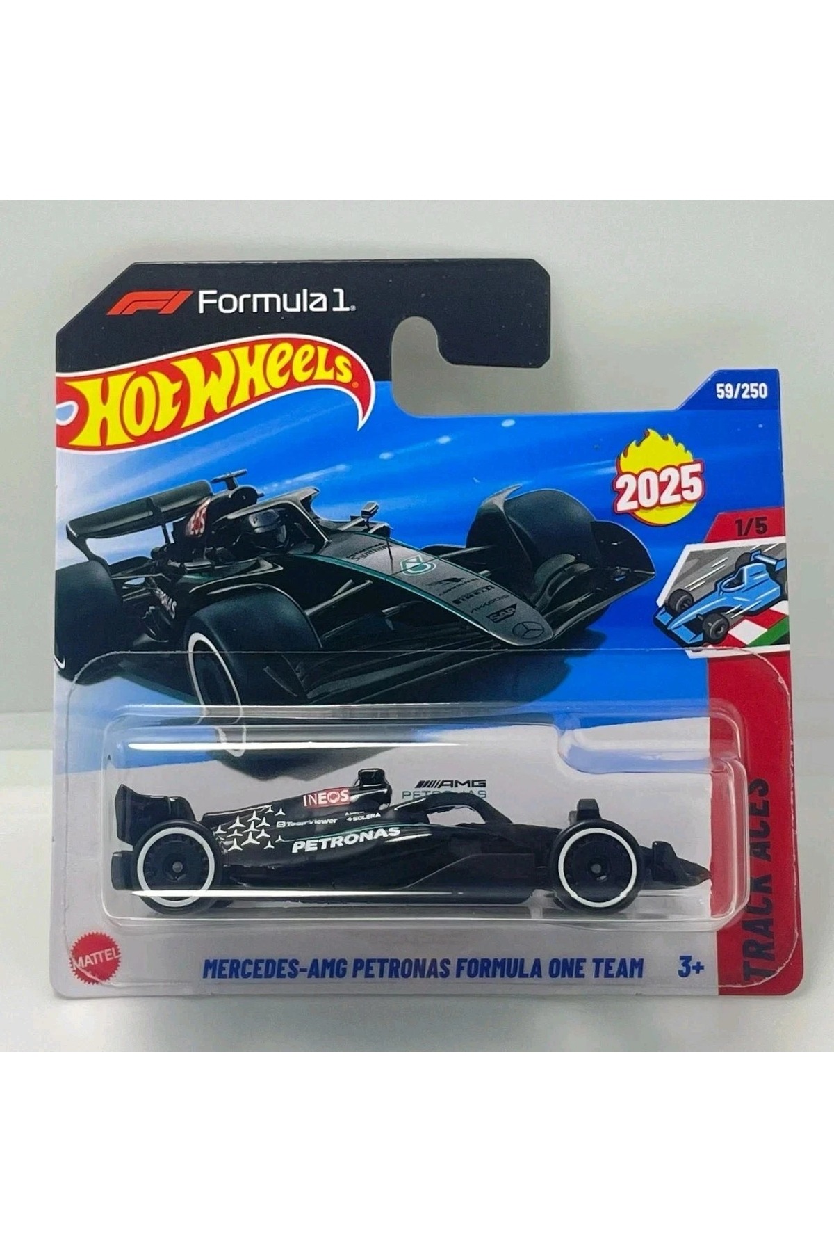 ماشین اسباب بازی MERCEDES AMG PETRONAS FORMULA 1 RACING TROUP کارت کوتاه 1: 64 2025 سری ACES هات ویلز اورجینال HOT WHEELS