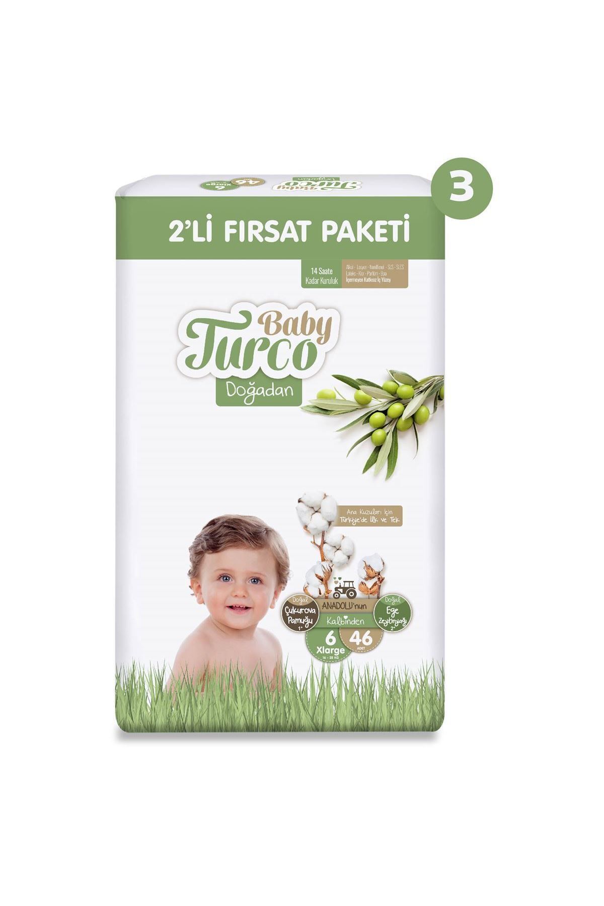 پوشک بچه بسته دوغادان سوپر دیل 2 عدد سایز 6 XLARGE 138 اورجینال Baby Turco