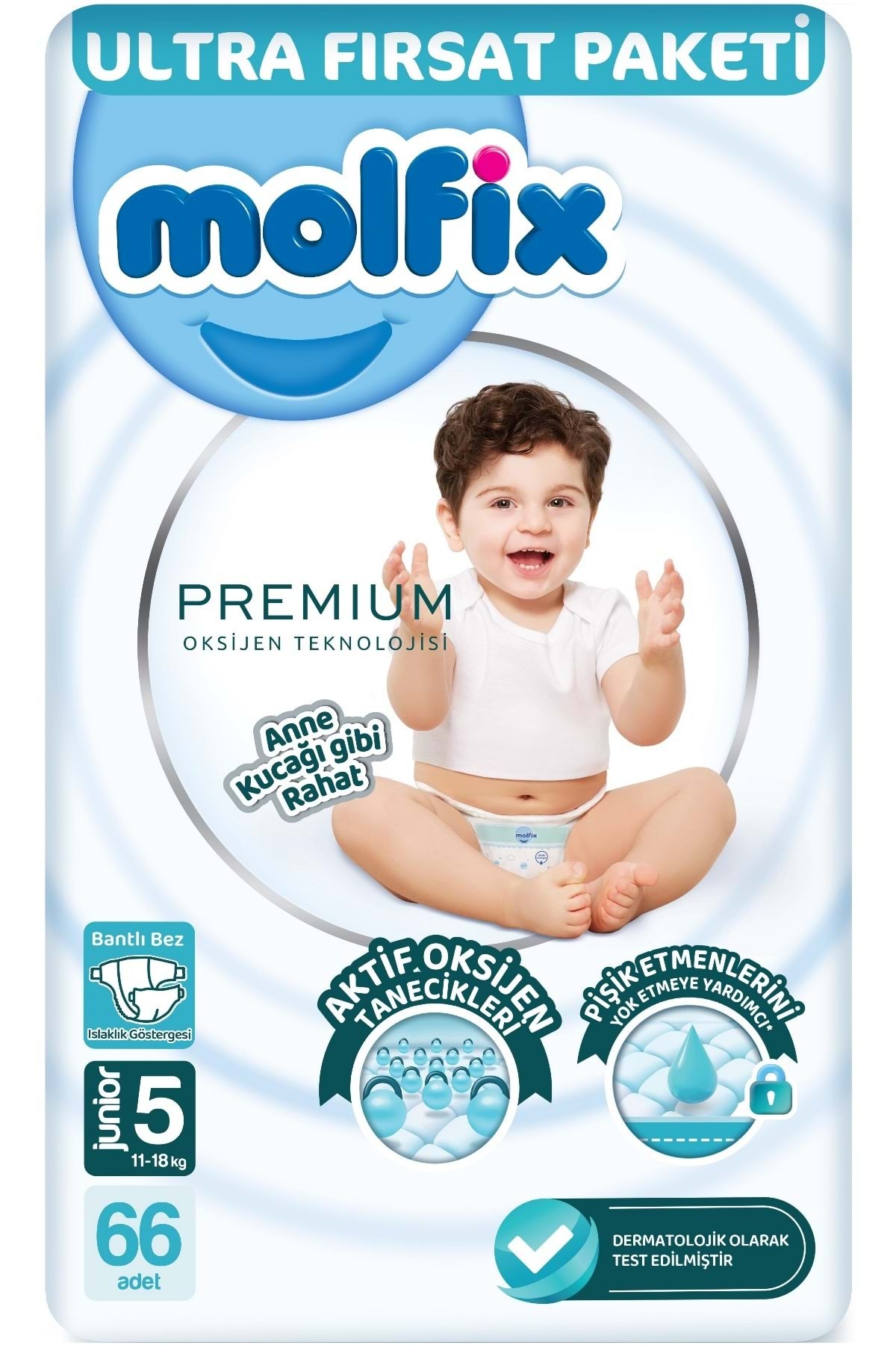 پوشک بچه اندازه ممتاز: 5 11 18 کیلوگرم JUNIOR 132 تکه اقتصادی ULTRA PK اورجینال Molfix