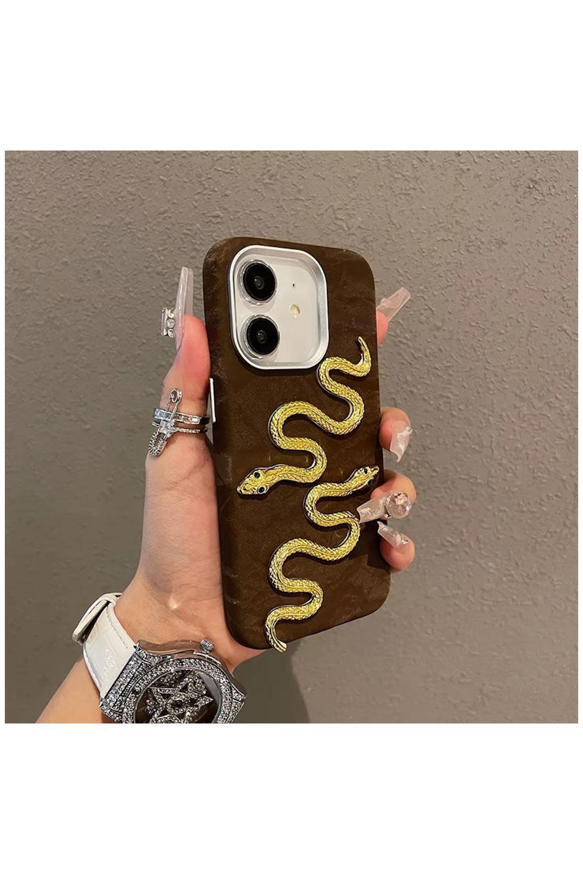 کاور و قاب سازگار با آیفون 12 APPLE ZEBANA SERPENT VELVET FABRIC CASE قهوه ای اورجینال Zebana