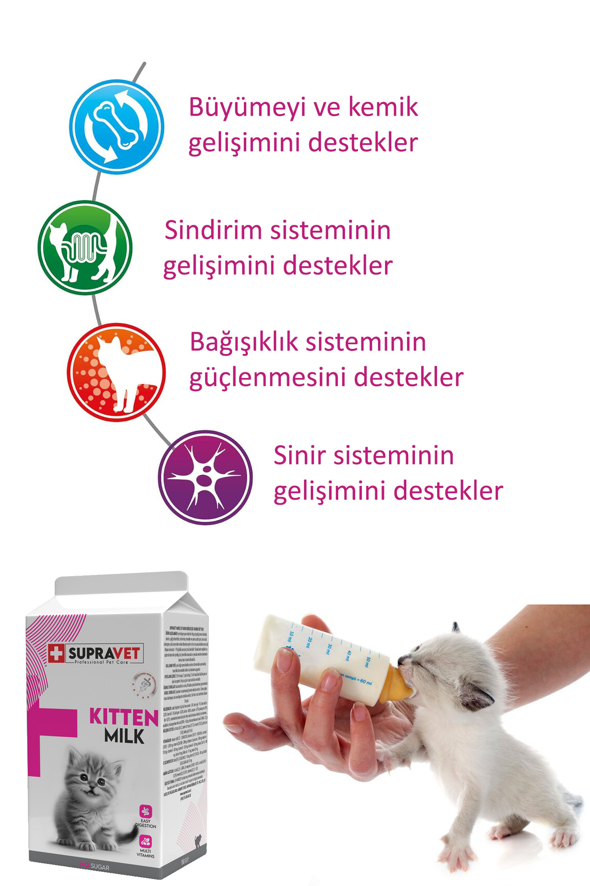 شیر خشک بچه‌گربه سوپراوت Supravet مدل SUTTOZUCAT، ۱۵۰ میلی‌لیتر