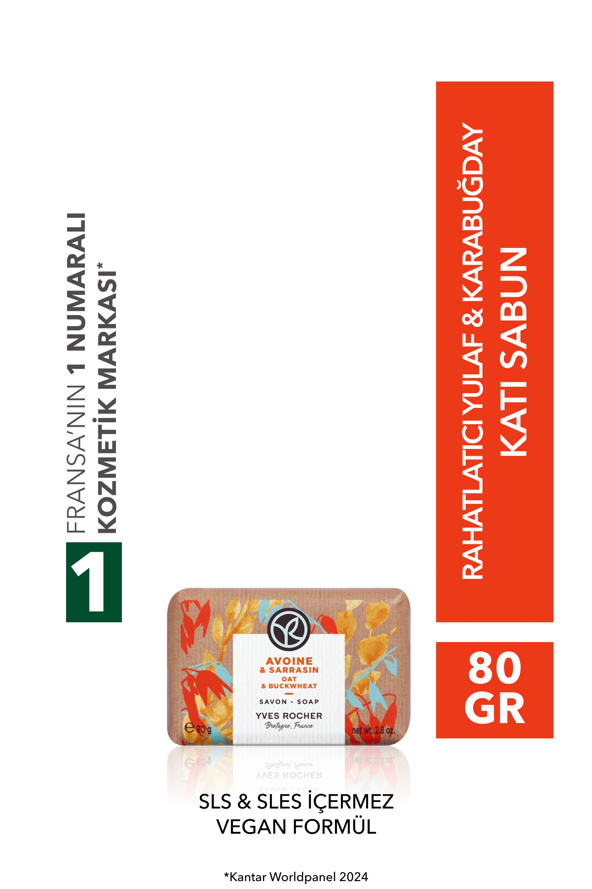 صابون جامد جو دوسر آرامش بخش و گندم سیاه 80G 32543 Yves Rocher