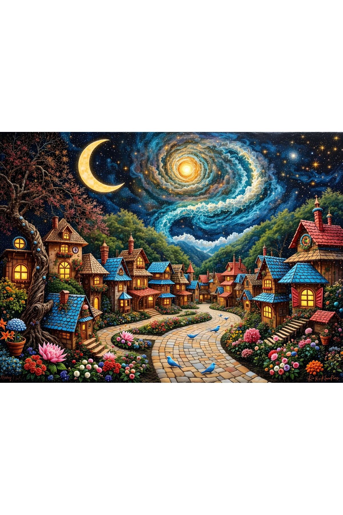 پازل 1000 تکه FAIRYTALE VILLAGE UNDER THE STARS فانتزی Nova Puzzle