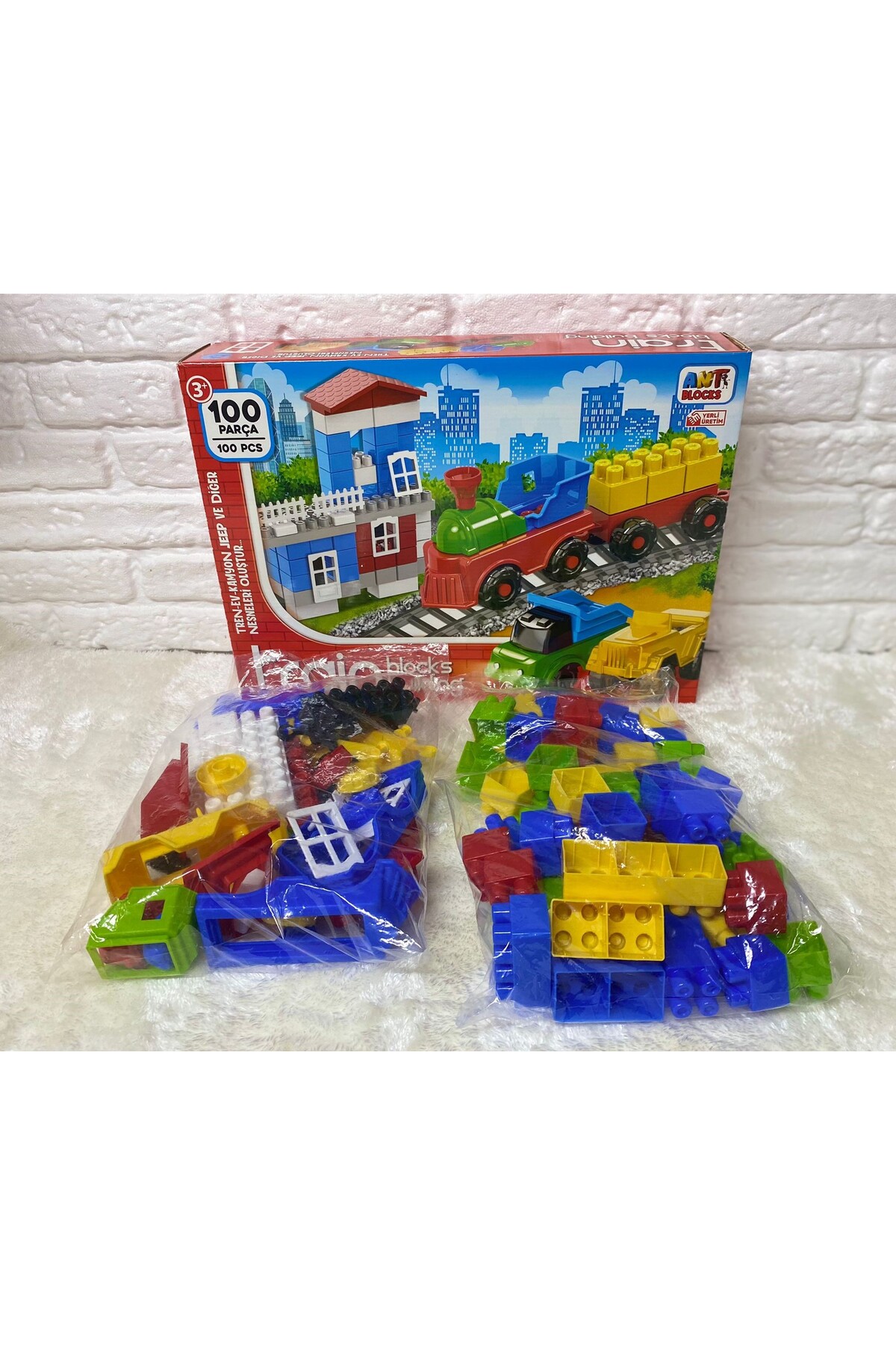 لگو و اسباب بازی های ساخت محور ست بلوک 3 در 1 100 عددی آموزش هوشمند سرگرمی آموزشی ANT BLOCK TRAIN AND TRUCK از ترکیه Asya Oyuncak