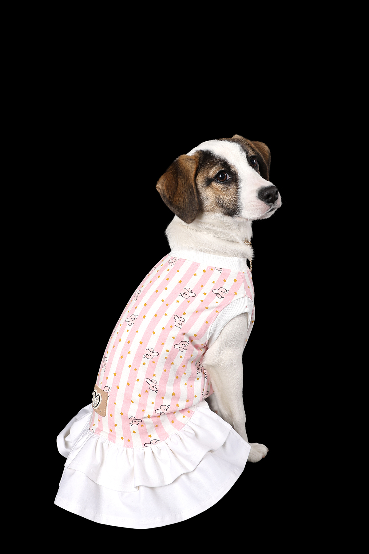 لباس سگ پتی تیلور Peti Tailor، راه‌راه صورتی نازک تابستانی چندرنگ