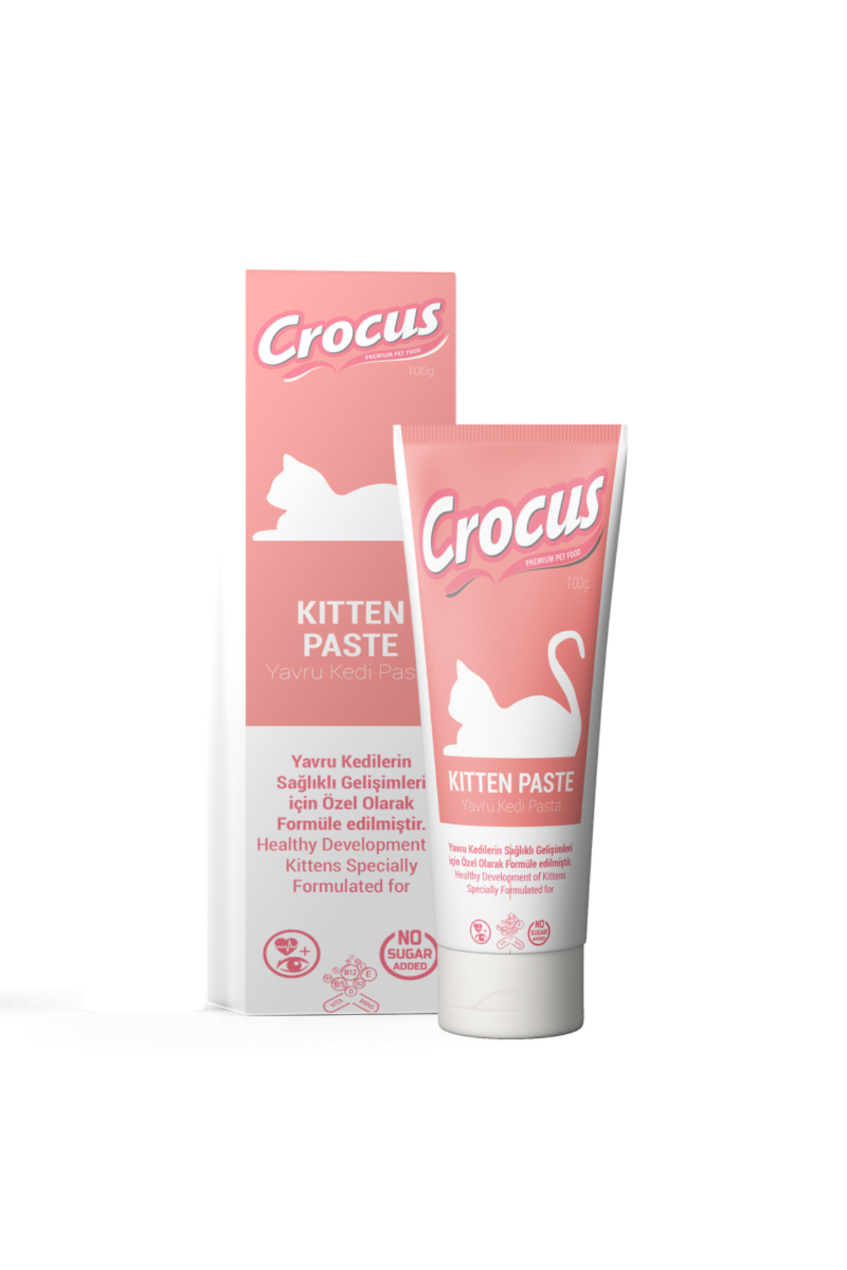 خمیر مالت بچه‌گربه کروکوس Crocus، ۱۰۰ گرم، پشتیبانی از پیشگیری از گلوله مو