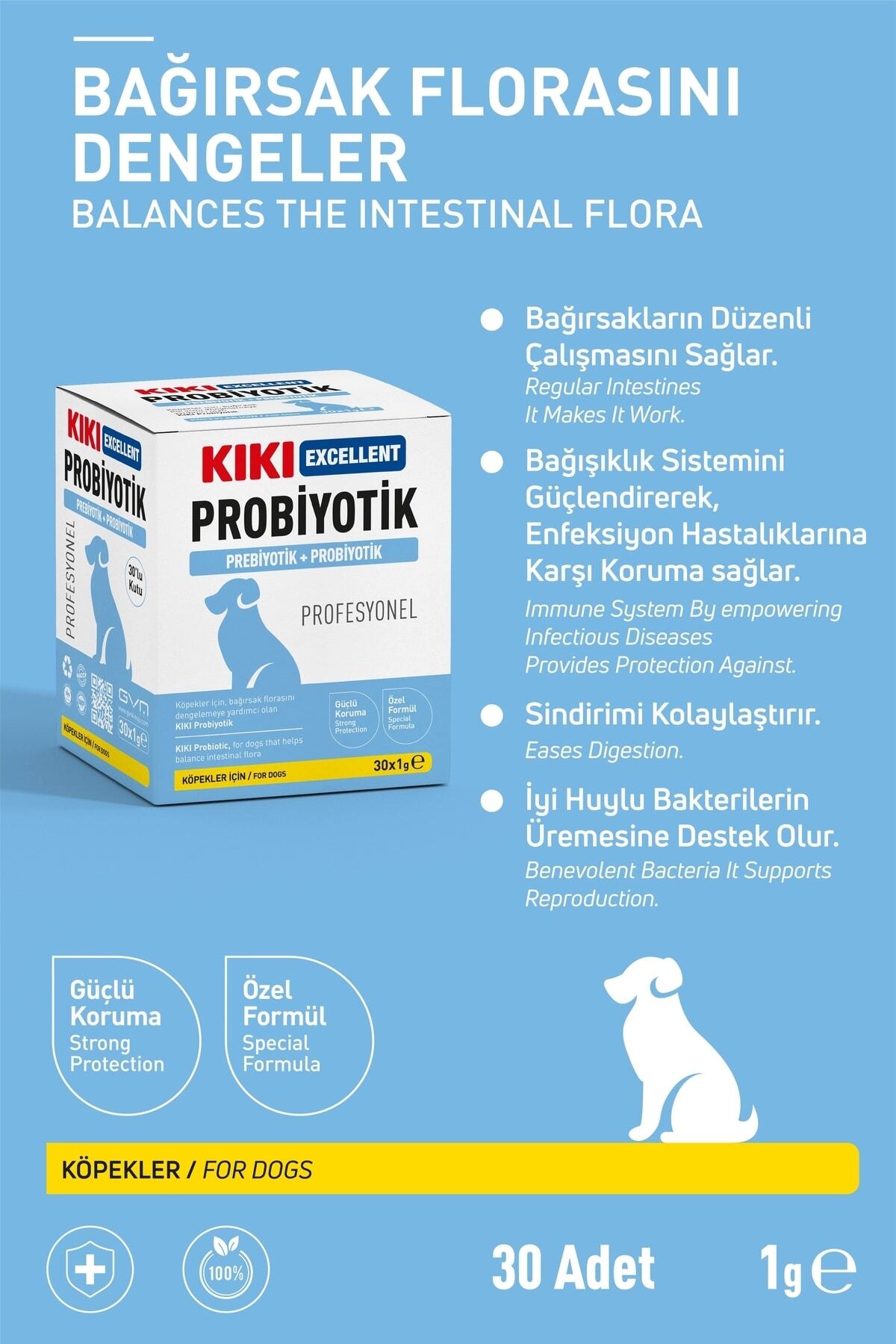 ساشه پروبیوتیک و پری‌بیوتیک سگ کیکی اکسلنت Kiki Excellent، ۱ گرم، ۳۰ عدد، KD111B30