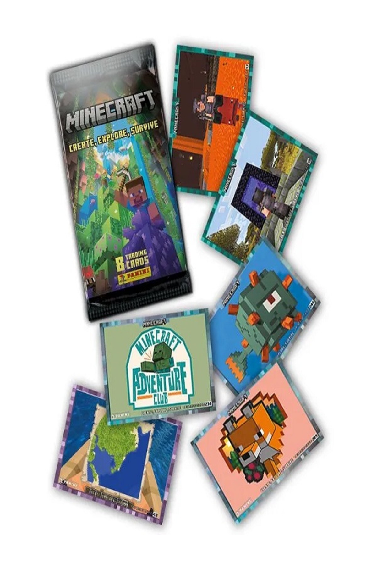 کارت بازی های بازرگانی PANINI MINECRAFT 4 بسته Panini