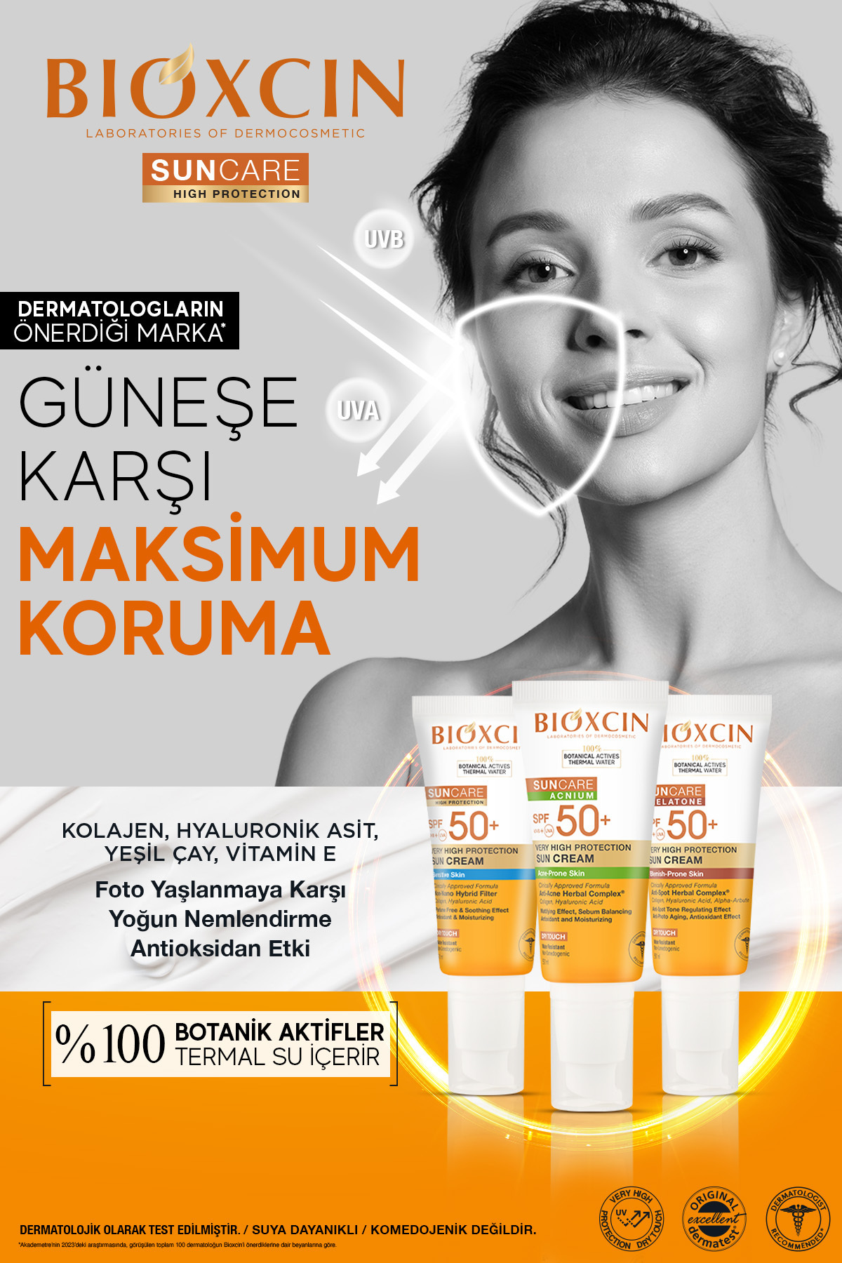 Bioxcin ضدآفتاب برای مراقبت از آکنه 50 SPF ضد آکنه، لمس خشک، مات