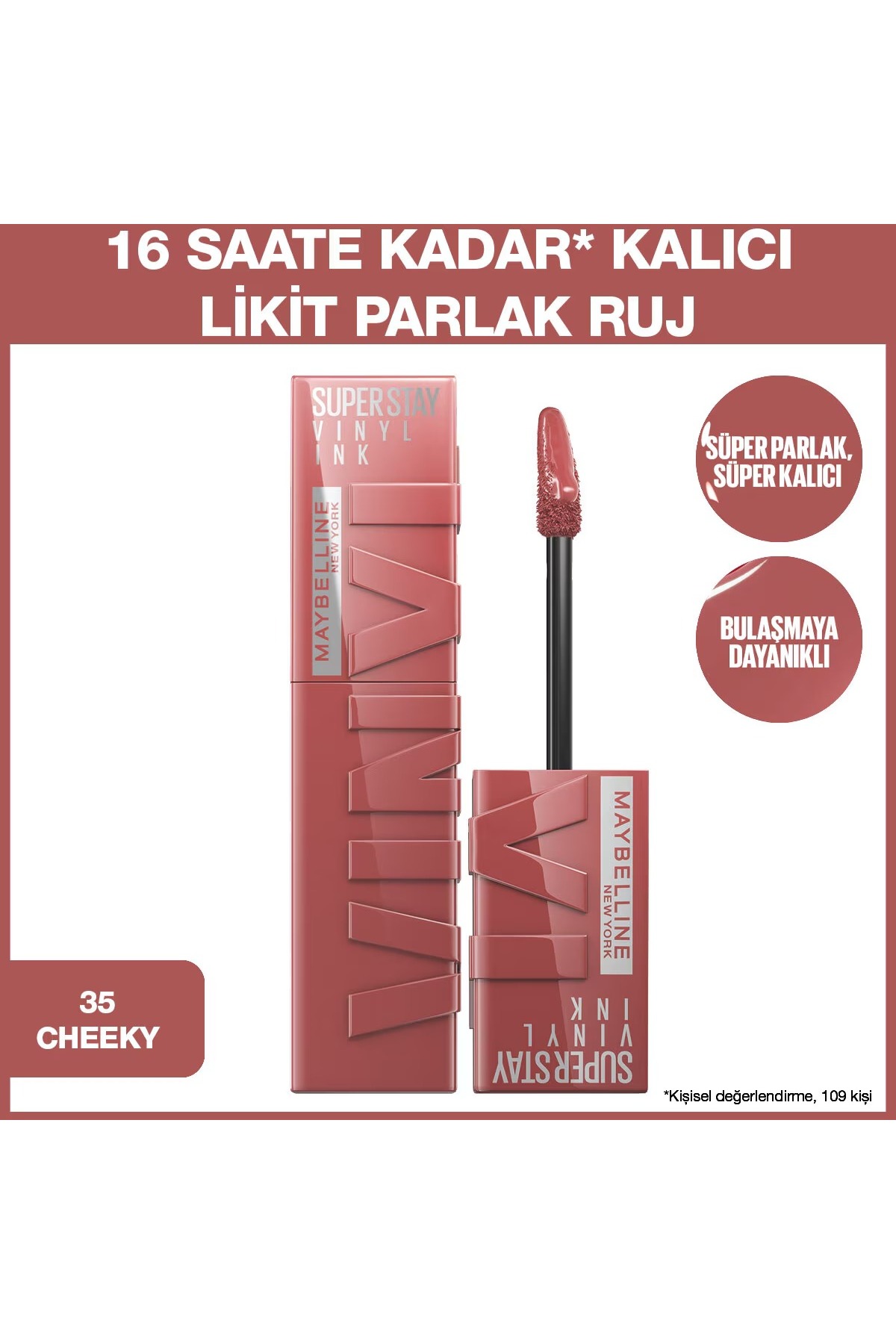 رژ لب جوهر وینیل CHEEKY 35 Maybelline New York
