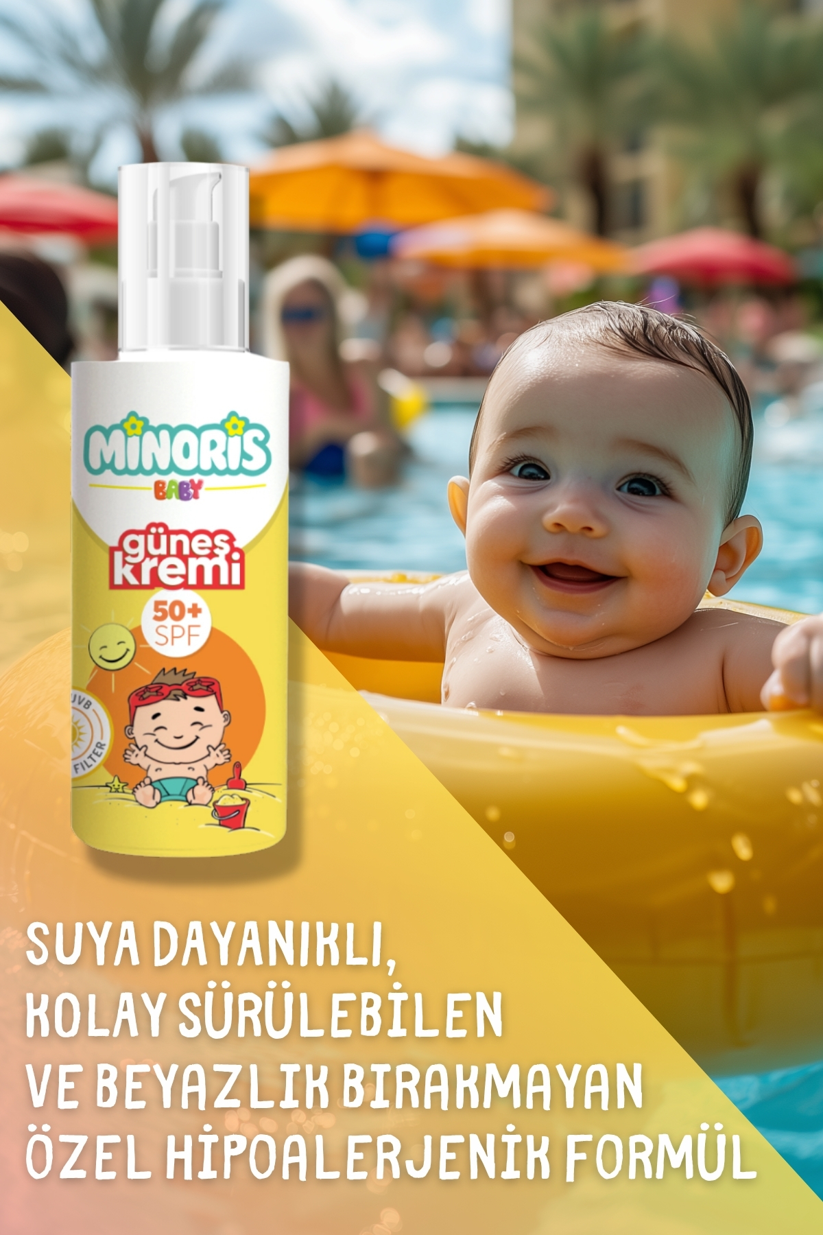 Minoris کرم ضد آفتاب آلی بچه ها با SPF 50+ و روغن رز و آلوئه ورا