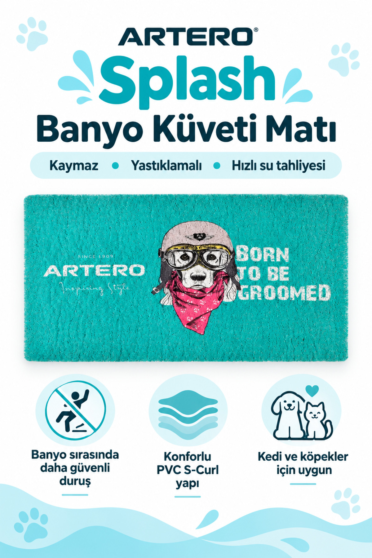 زیرانداز وان حمام سگ و گربه آرترو Artero، ۱۰۷ × ۶۵ سانتی‌متر