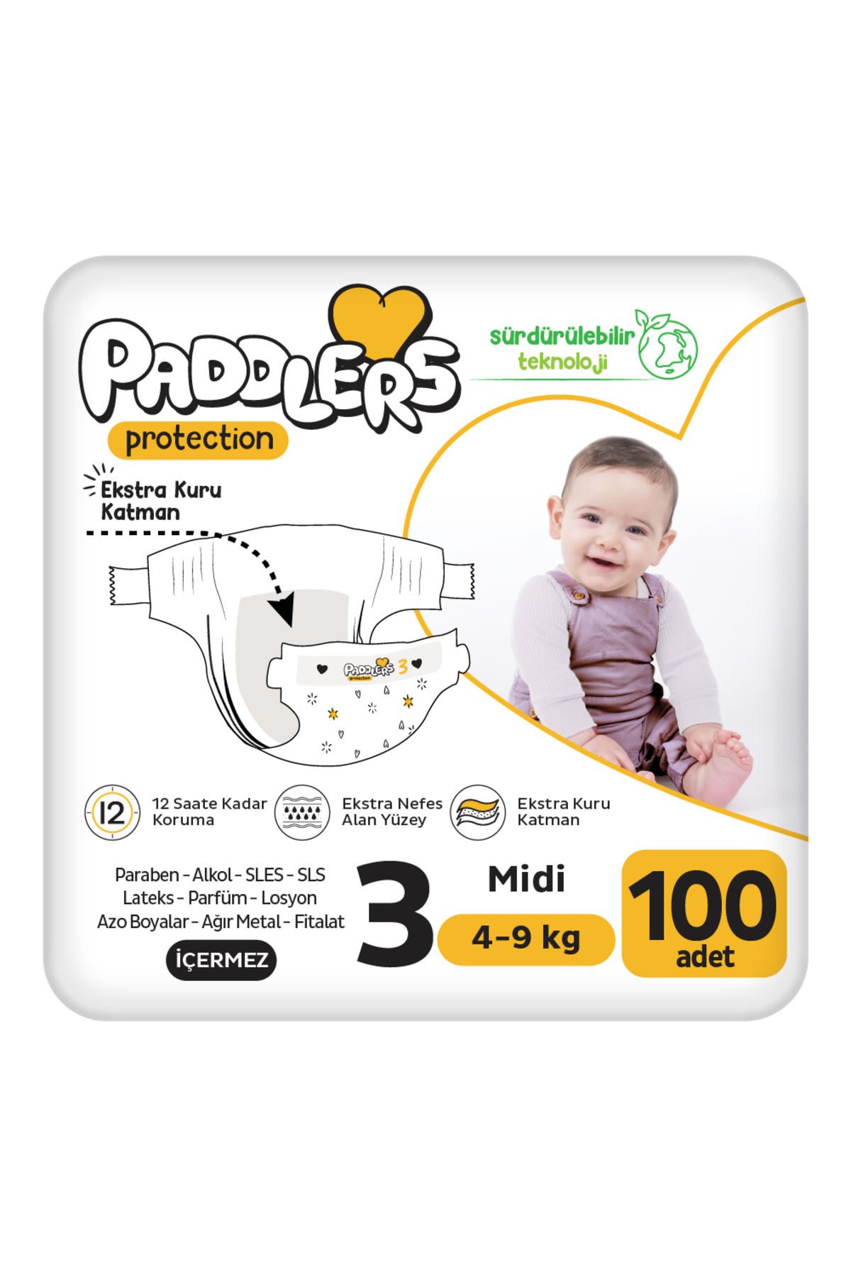 پوشک بچه محافظ کودک سایز 3 میدی 100 تکه 4 9 کیلوگرم ست جامبو 2 تایی اورجینال Paddlers