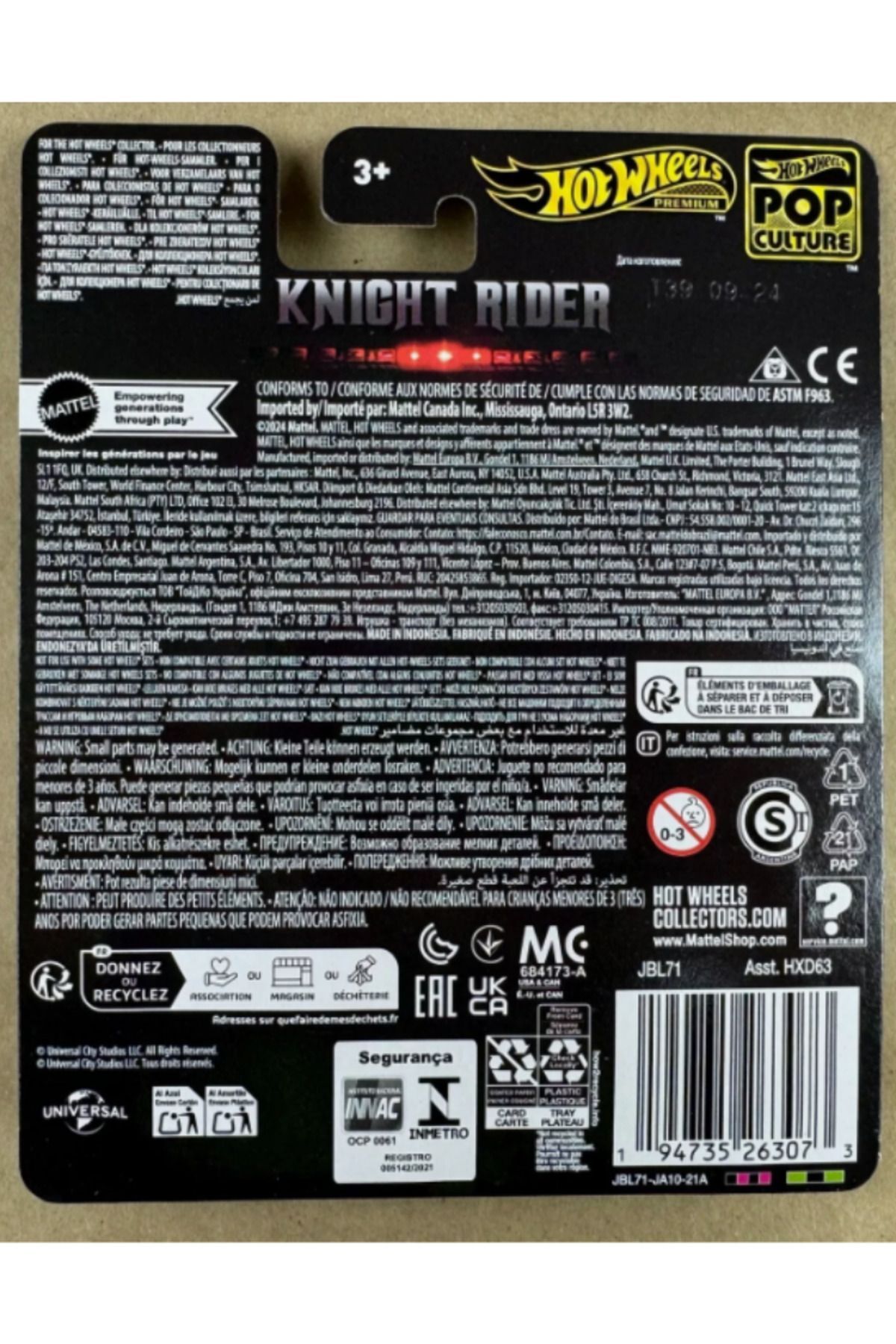 مدل خودرو PREMIUM POP CULTURE KNIGHT RIDER K.I.T.T. HXD63JBL71 اورجینال HOT WHEELS
