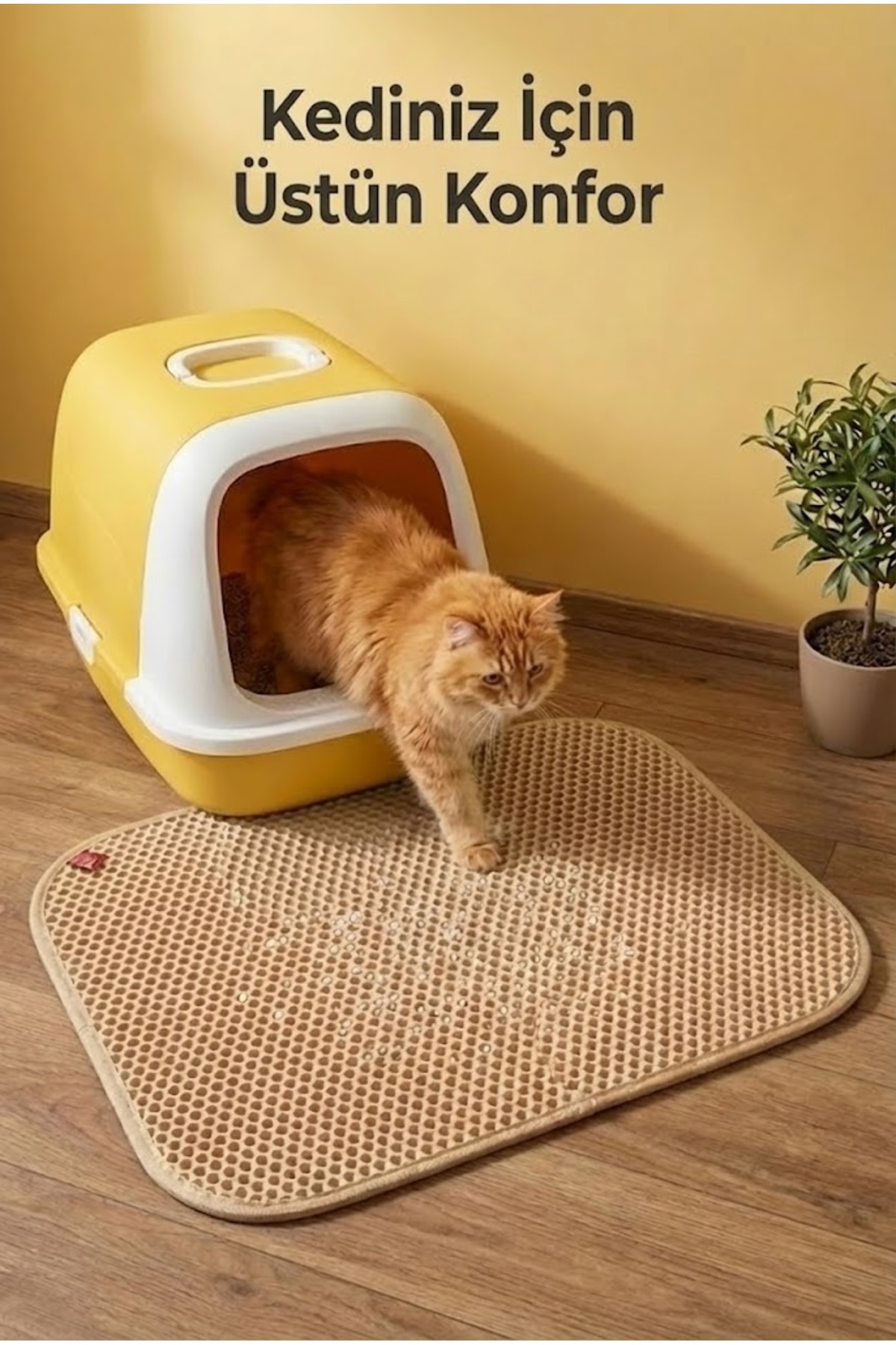 زیرانداز جلوی ظرف خاک گربه دو لایه پاگالو Pugalo CleanPaw Premium بژ