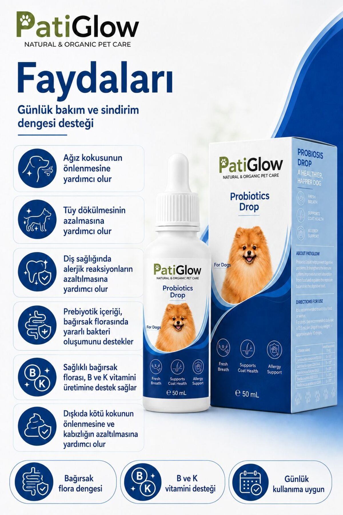 قطره پروبیوتیک سگ پتی‌گلو PatiGlow، ۵۰ میلی‌لیتر