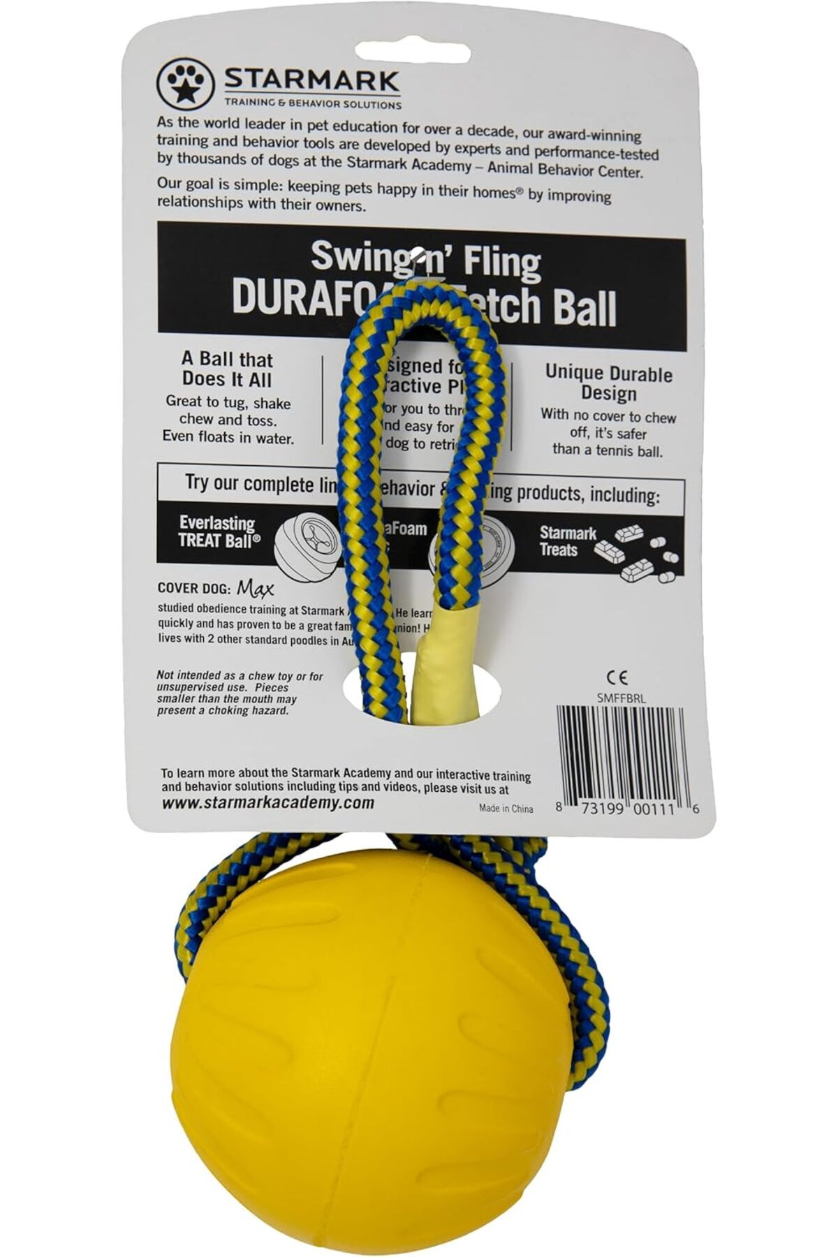 توپ بازی سگ استارمارک Starmark Swing & Fling Durafoam Fetch Ball، متوسط، زرد