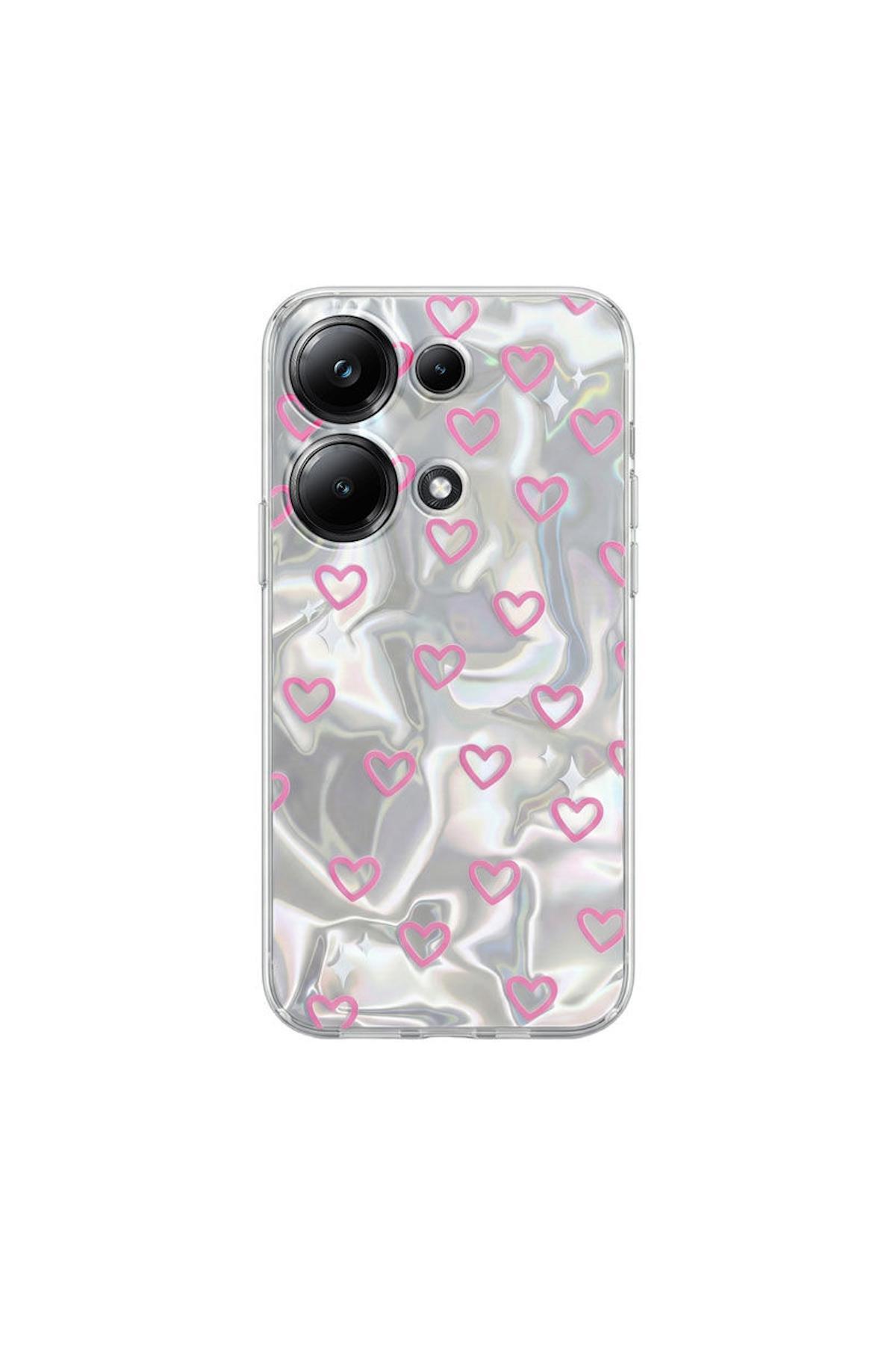 کاور و قاب سیلیکونی ZEBANA PINK HEART XIAOMI REDMI NOTE 13 4G سازگار اورجینال Zebana