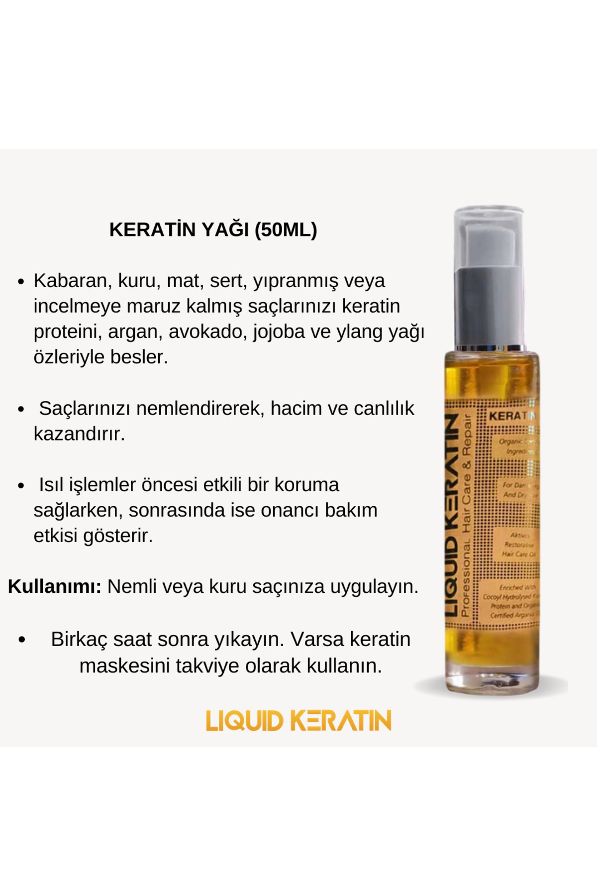 سرم و روغن مو کراتین برای موهای خشک وز شده 50 میل Liquid Keratin