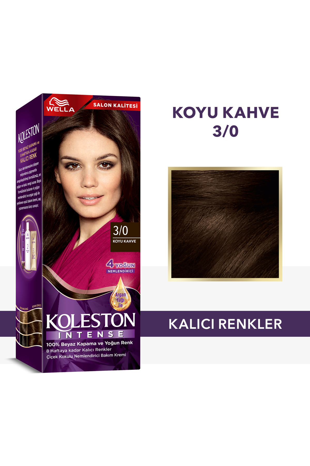 رنگ موی Koleston Intense 3/0 رنگ قهوه‌ای تیره برای مراقبت از مو ولا Wella