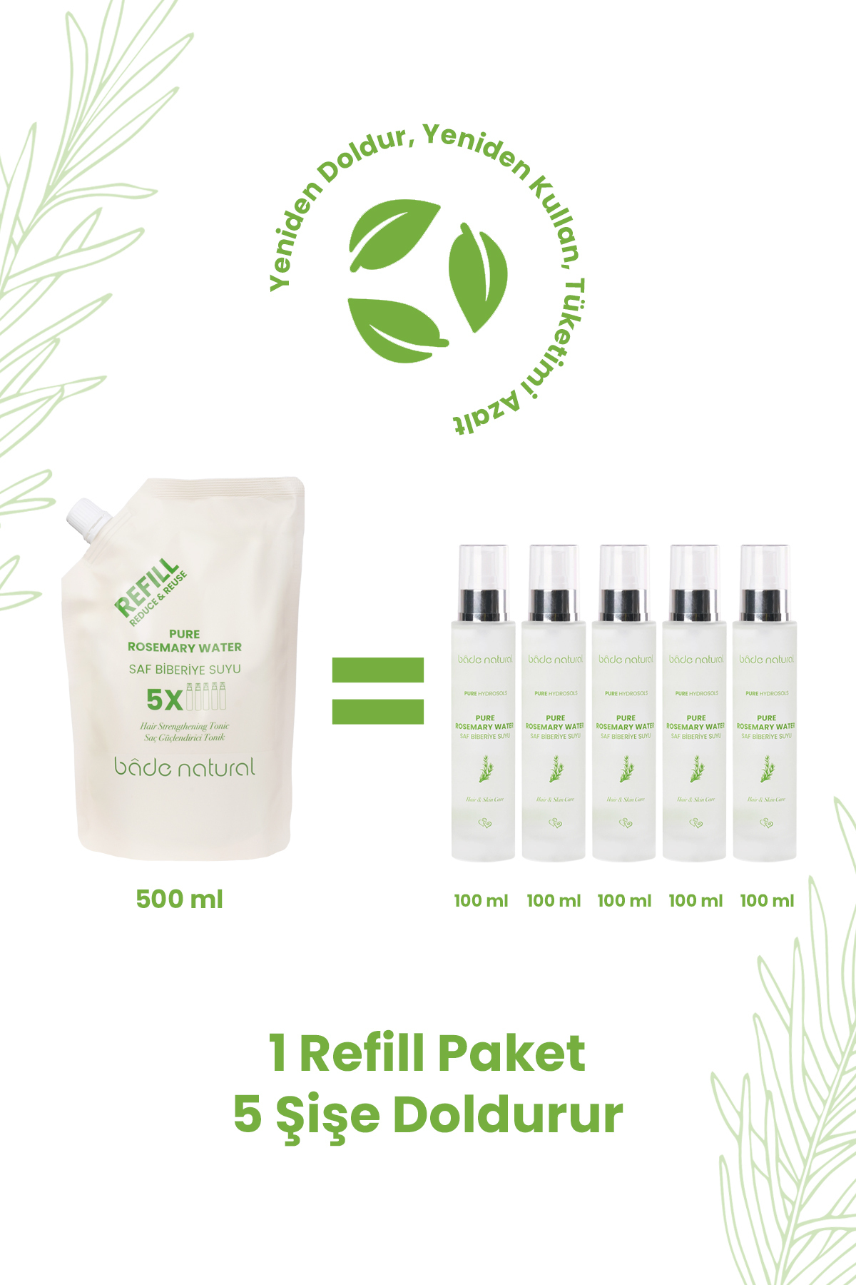 تونیک موی تقویت کننده با عصاره رزماری 500 میلی لیتر بادا ناتورال Bade Natural