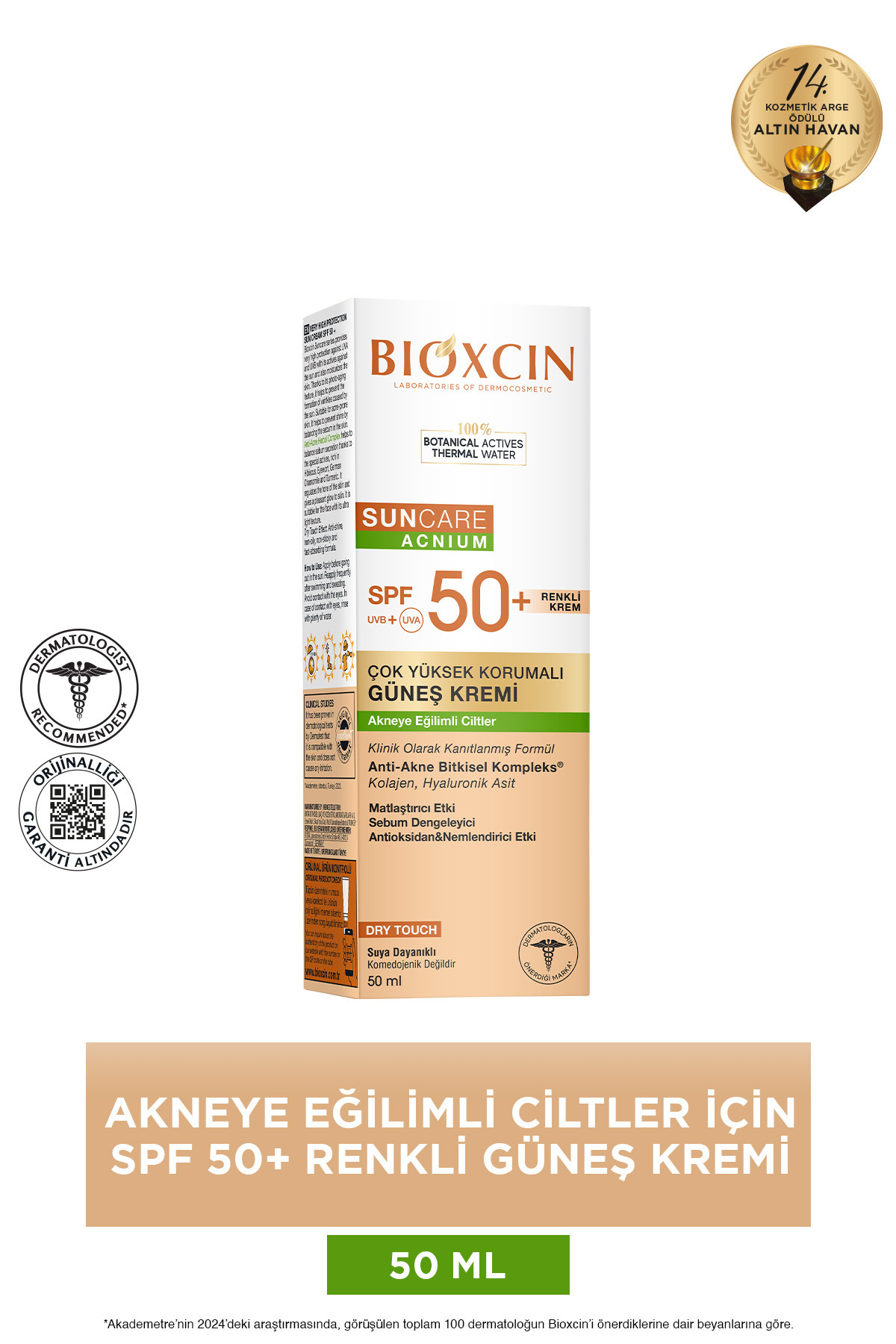 کرم ضد آفتاب صورت ضدآفتاب رنگی SUN CARE برای پوست های مستعد آکنه با SPF 50 میل لمس خشک مات Bioxcin