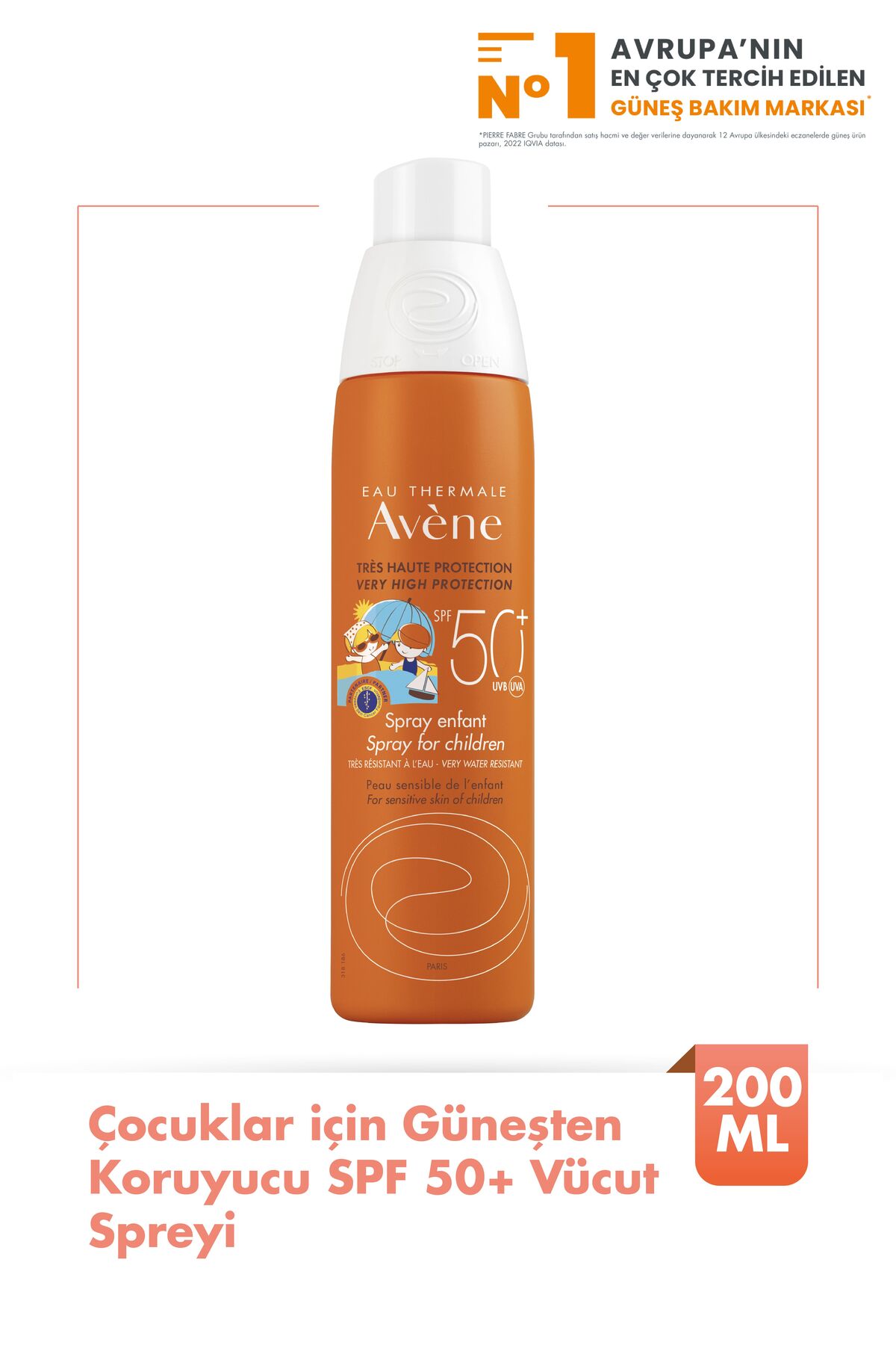 Avene اسپری آب درمانی ضد آفتاب SPF 50+ 200 میلی لیتر برای نوزادان